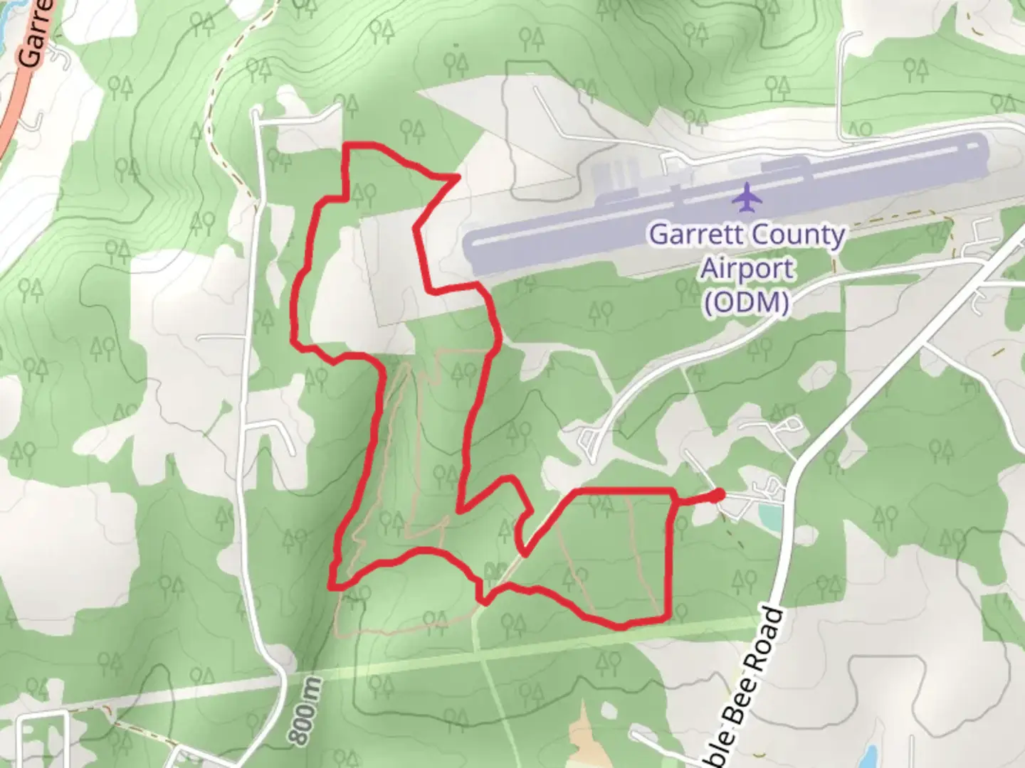 An image depicting the trail Mary's Path, Panther Prowl and Bear Scat Loop Trail and its surrounding area.