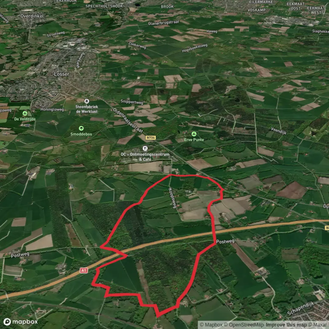 An image depicting the trail Boerskotten Loop and its surrounding area.