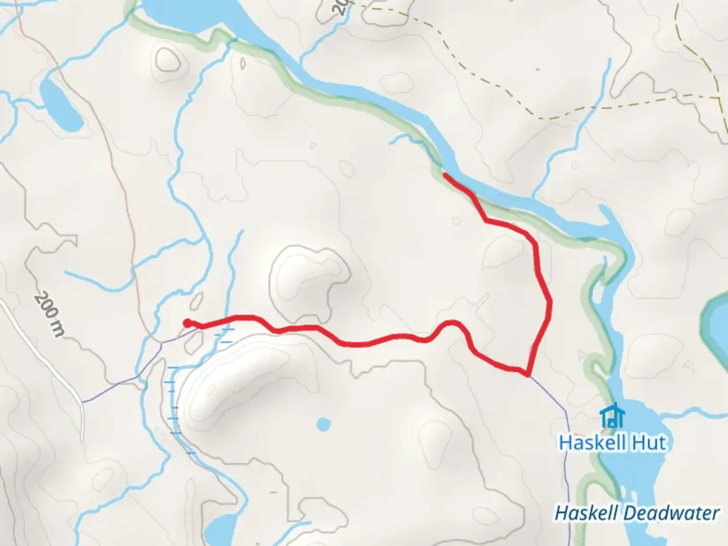 An image depicting the trail Stair Falls via Grand Pitch Trail and its surrounding area.
