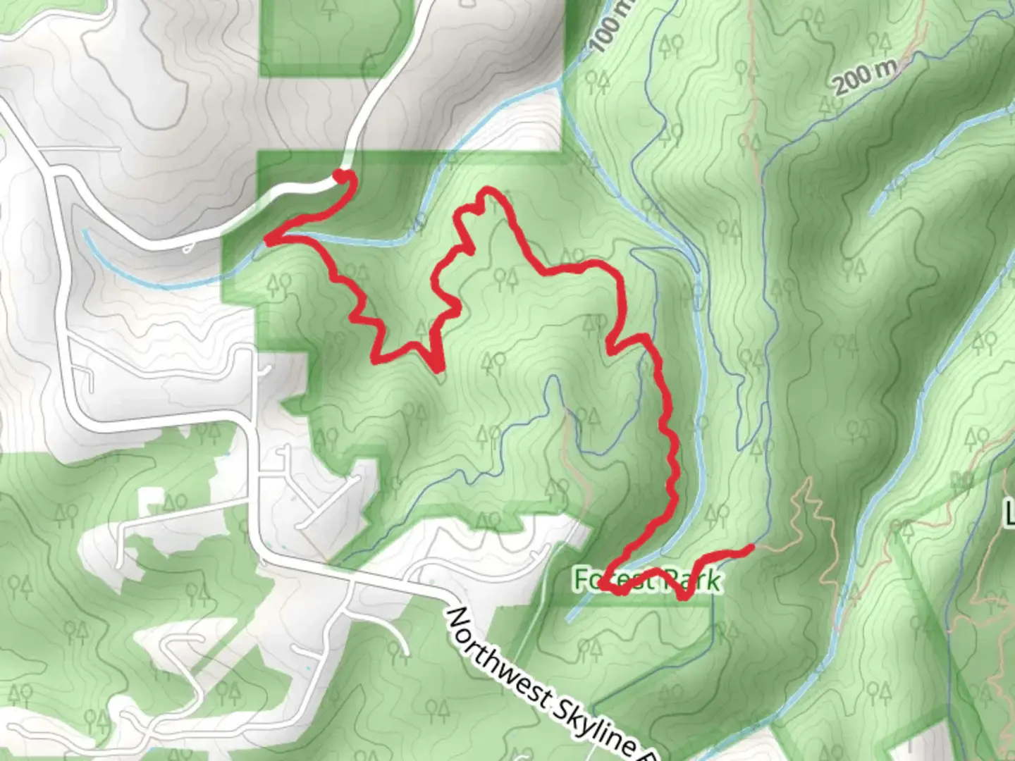 An image depicting the trail Wildwood Trail from Northwest Newberry Road and its surrounding area.