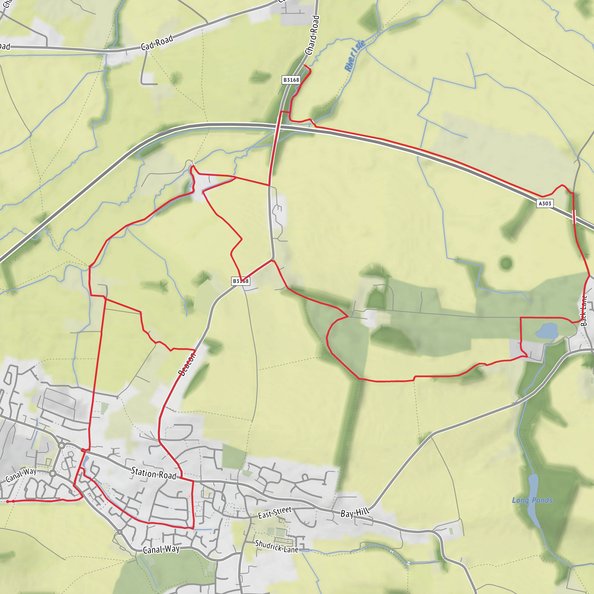 Hike from Somerset via Cock's bridge and Dillington mobile static map