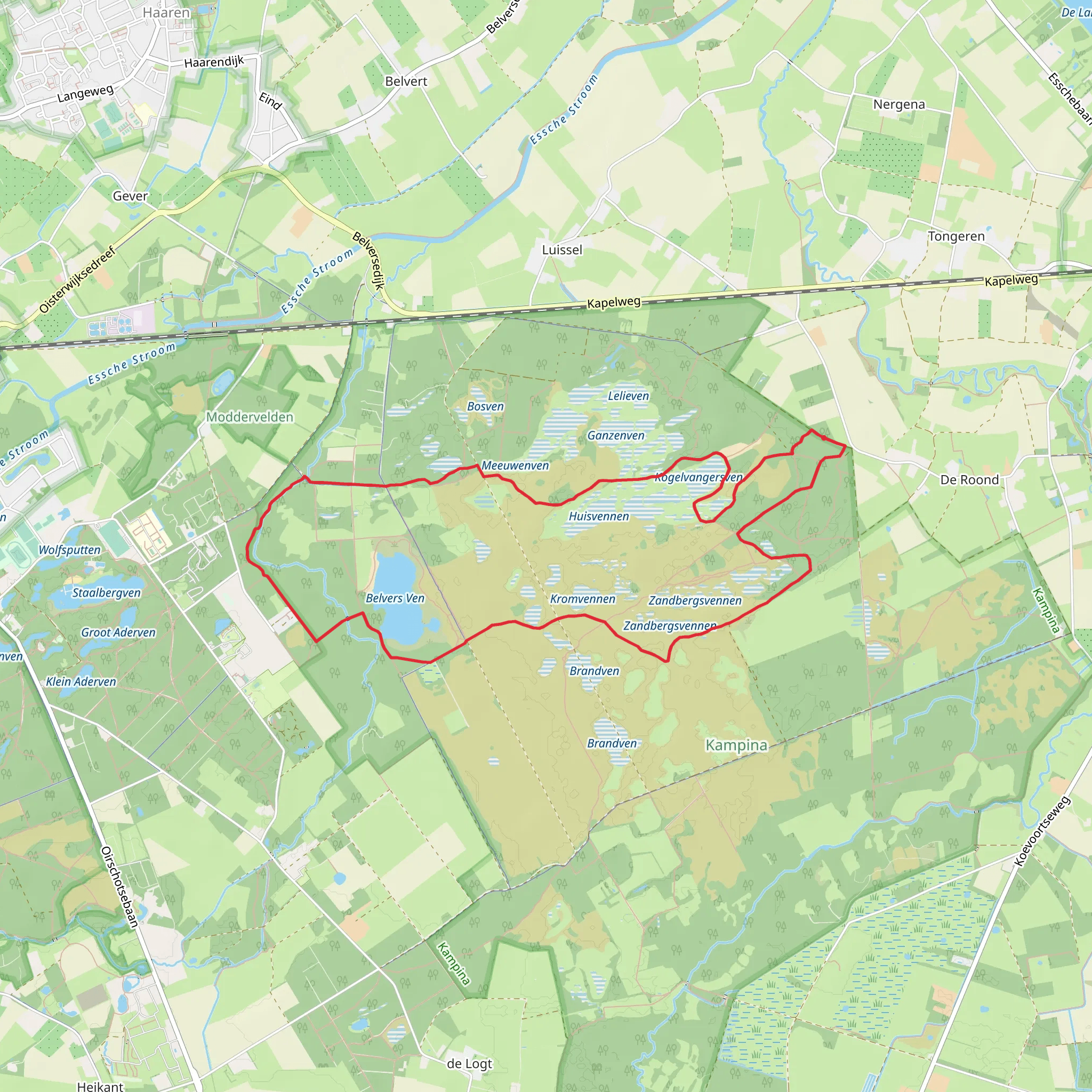 Kogelvangersven, Palingven and Belvers Ven Loop mobile static map