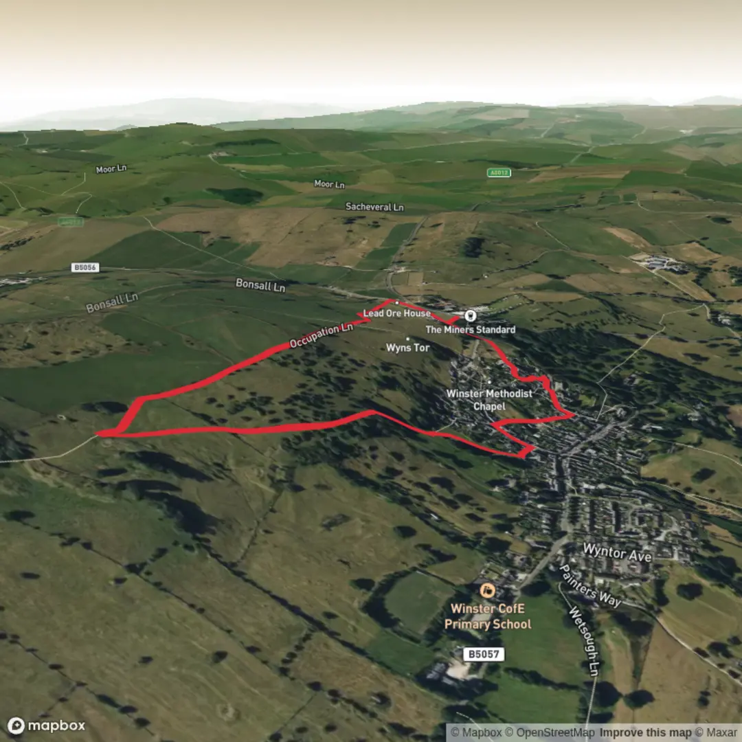 An image depicting the trail Winster Walk #2 and its surrounding area.
