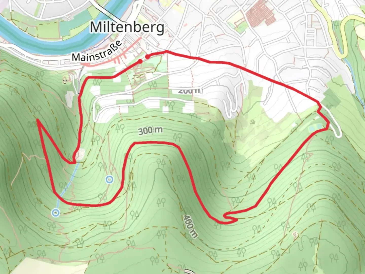 An image depicting the trail Miltenberg and Ostlicher Limesweg and its surrounding area.