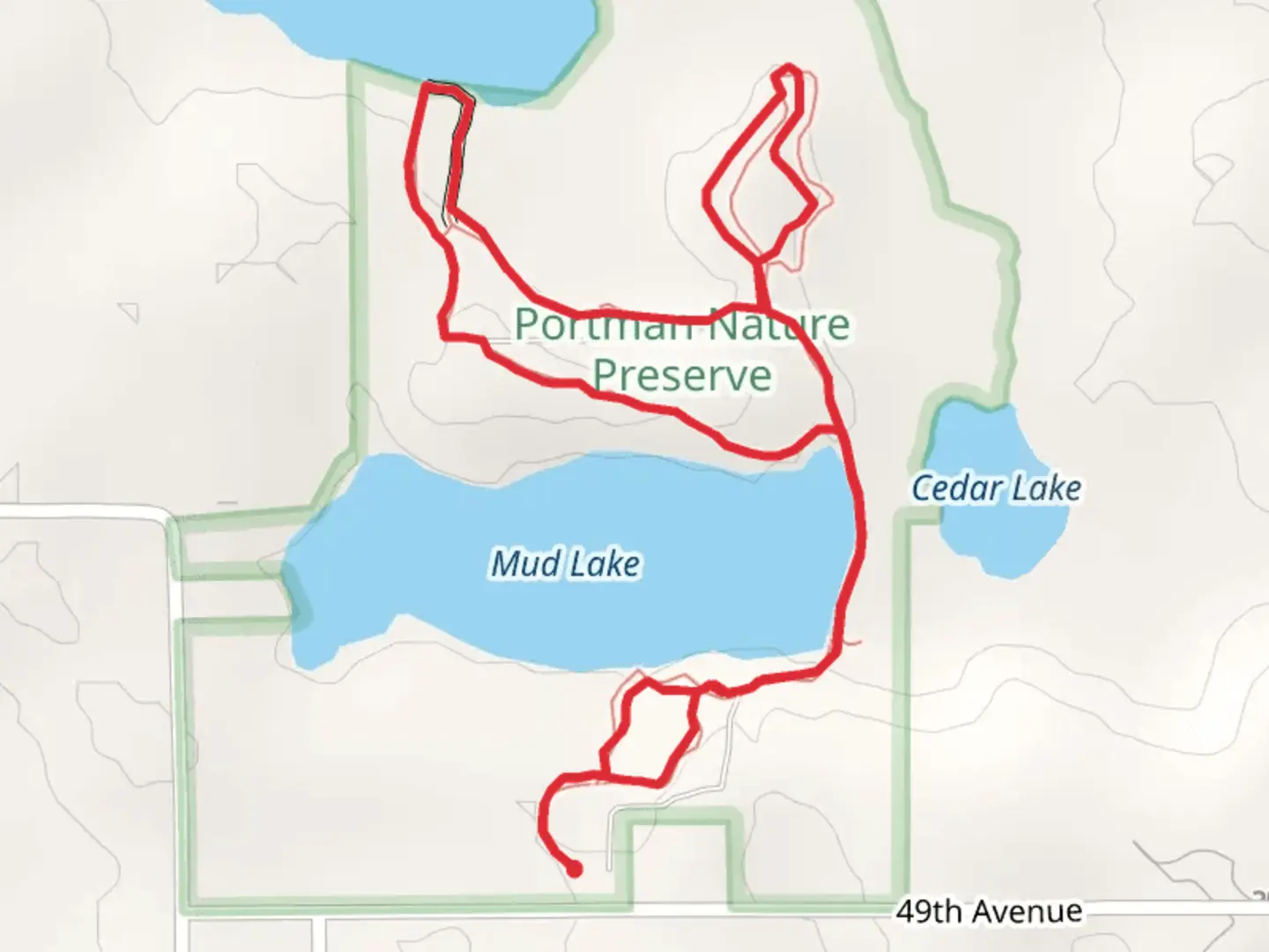 An image depicting the trail Three Lakes - Blue Trail and Fern - Green Trail and its surrounding area.