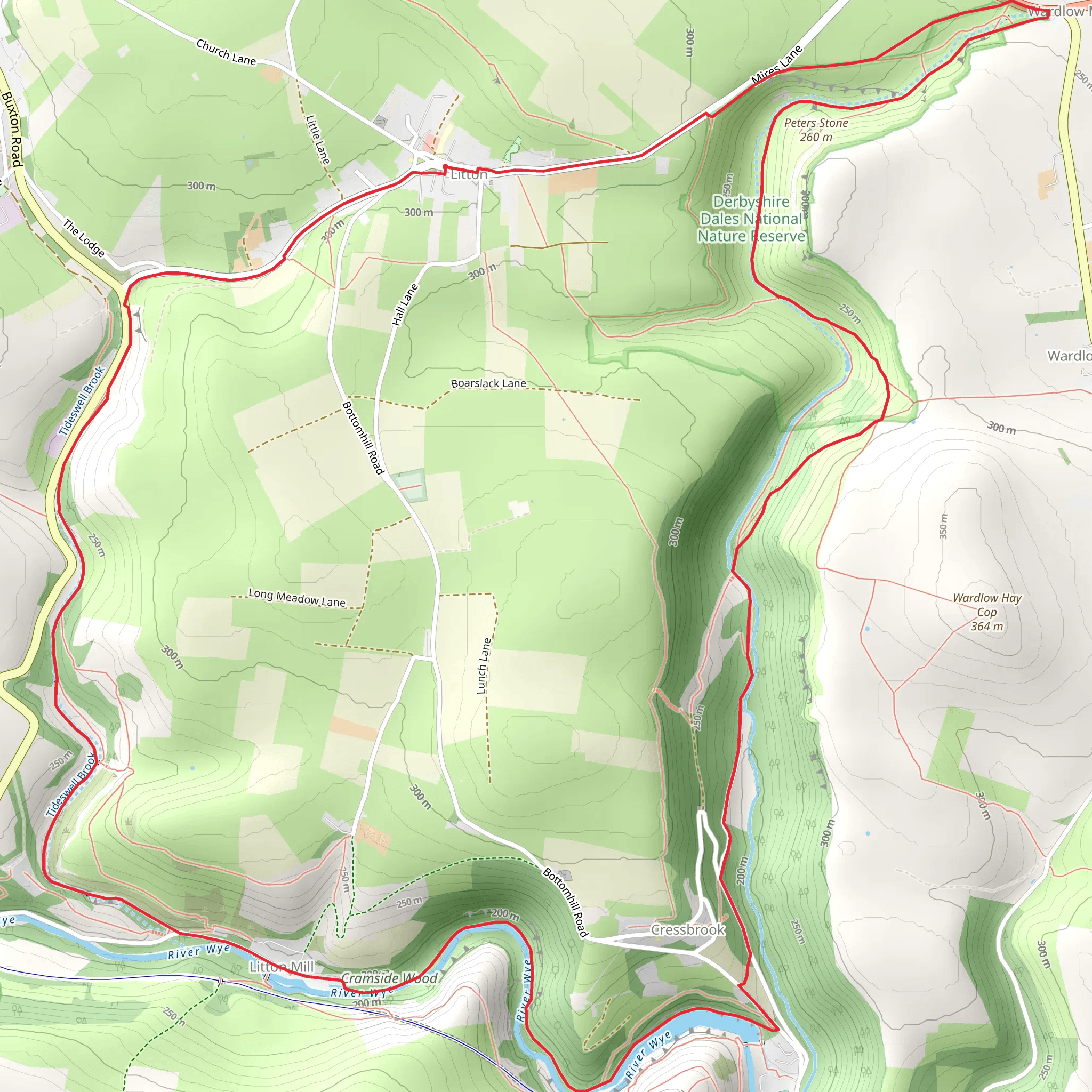 Tideswell - Miller's and Cressbrook Dales from Litton mobile static map