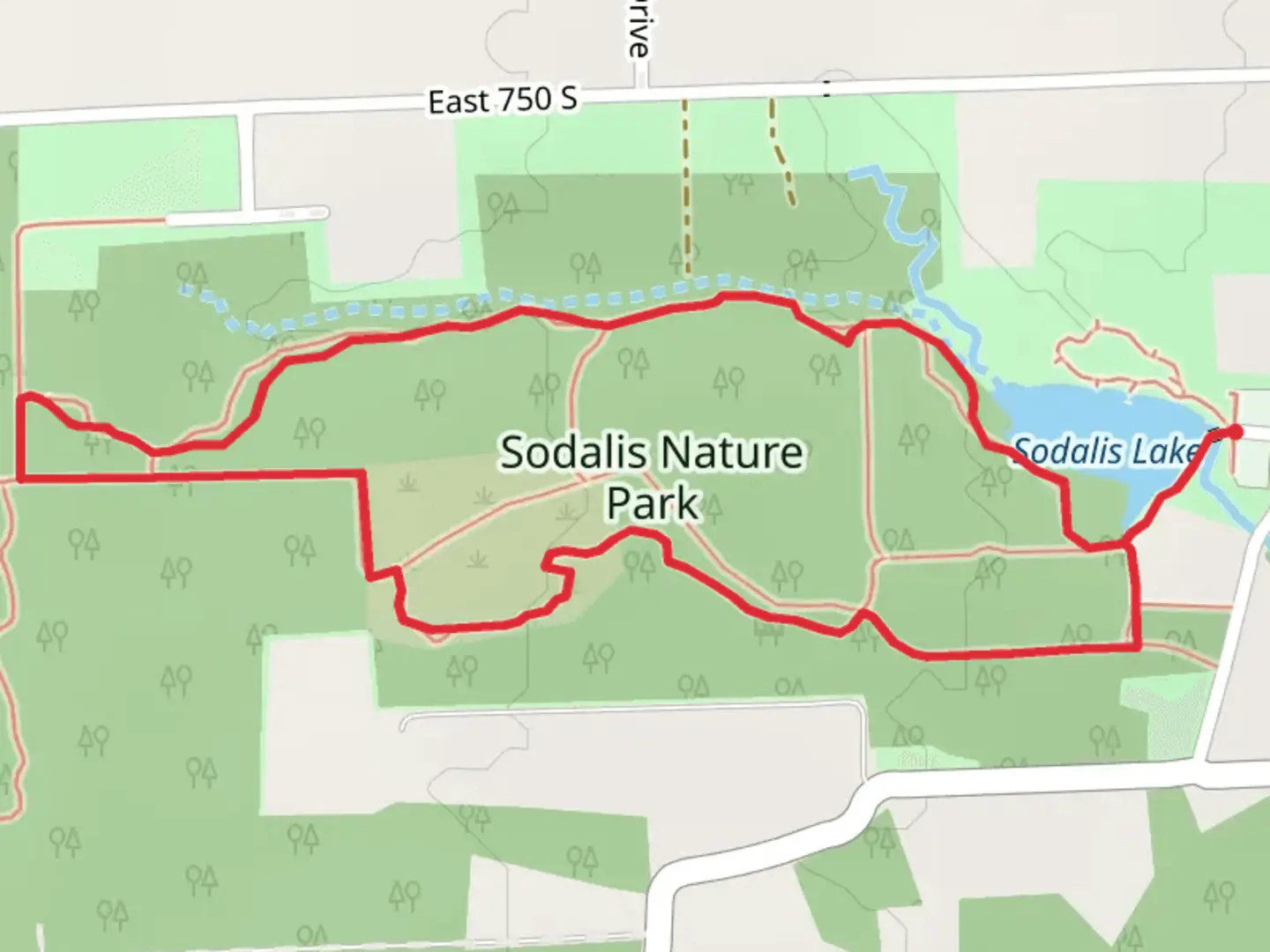 An image depicting the trail Whitetail and Bat Haven Loop Trail and its surrounding area.