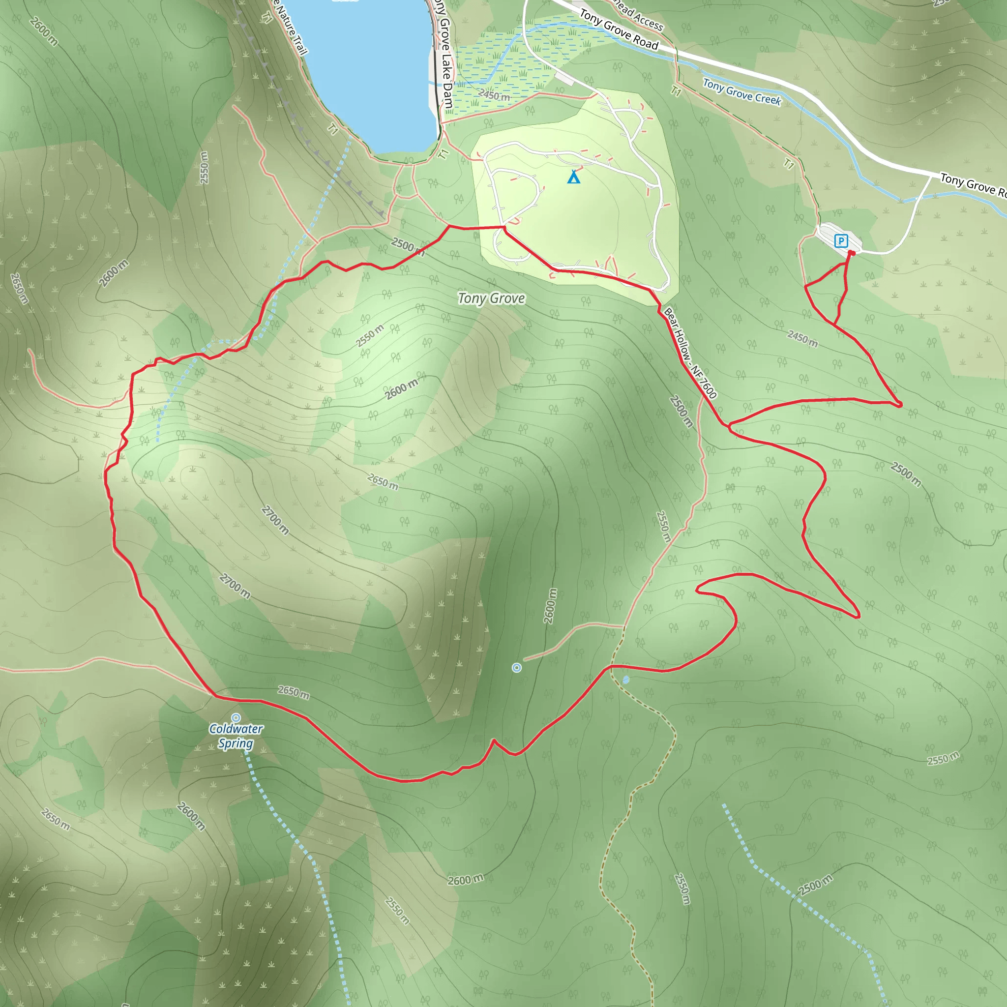 Bear Hollow and Mount Naomi NRT Loop mobile static map