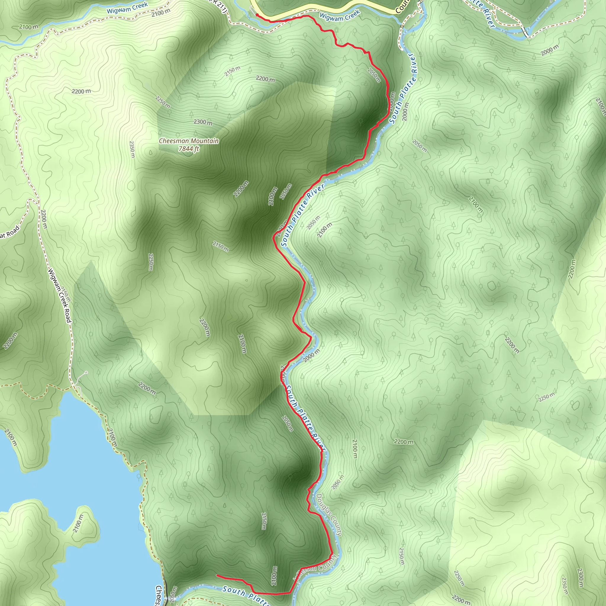 South Platte River and Cheeseman Canyon Trail mobile static map