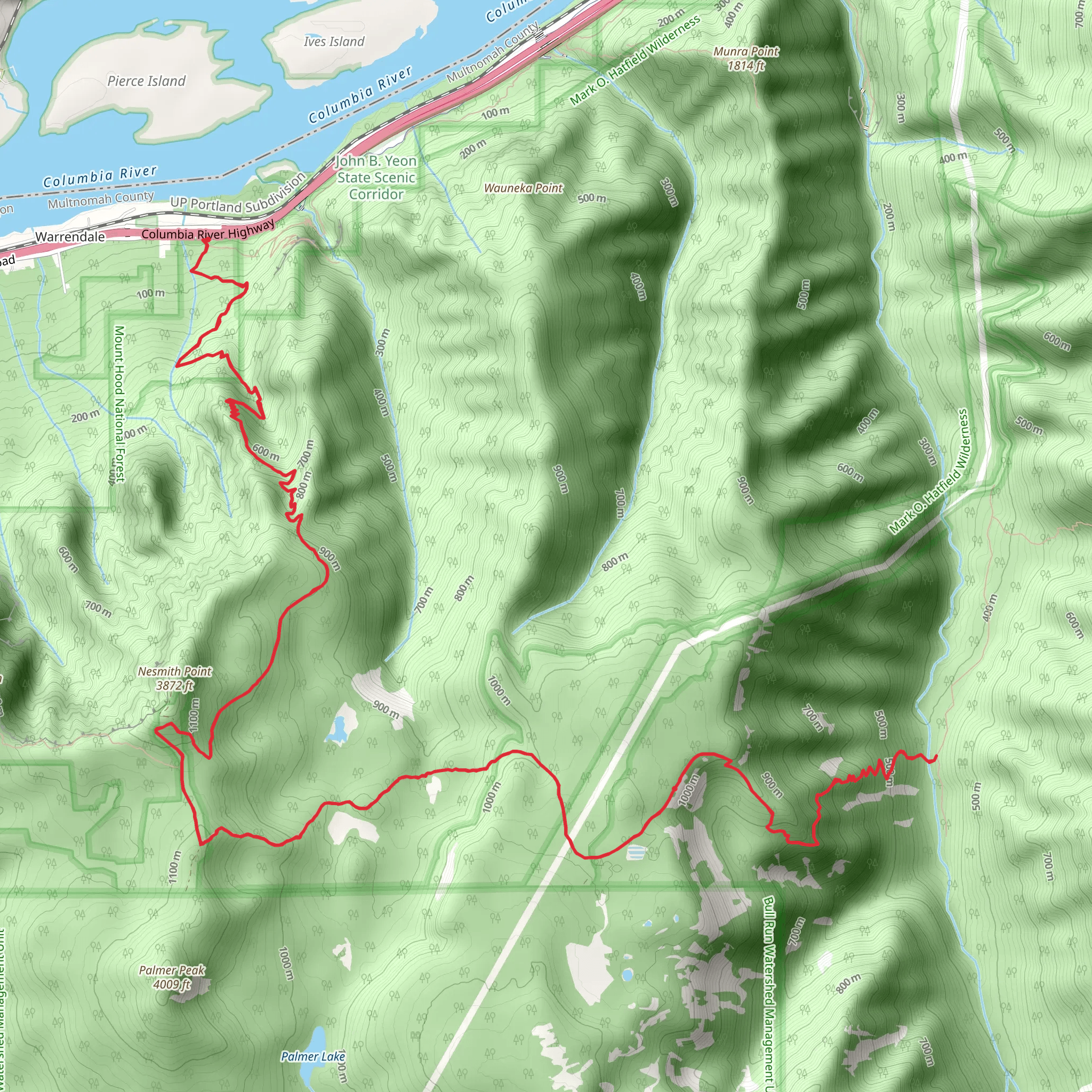 Moffett Creek via Nesmith Point Trail mobile static map
