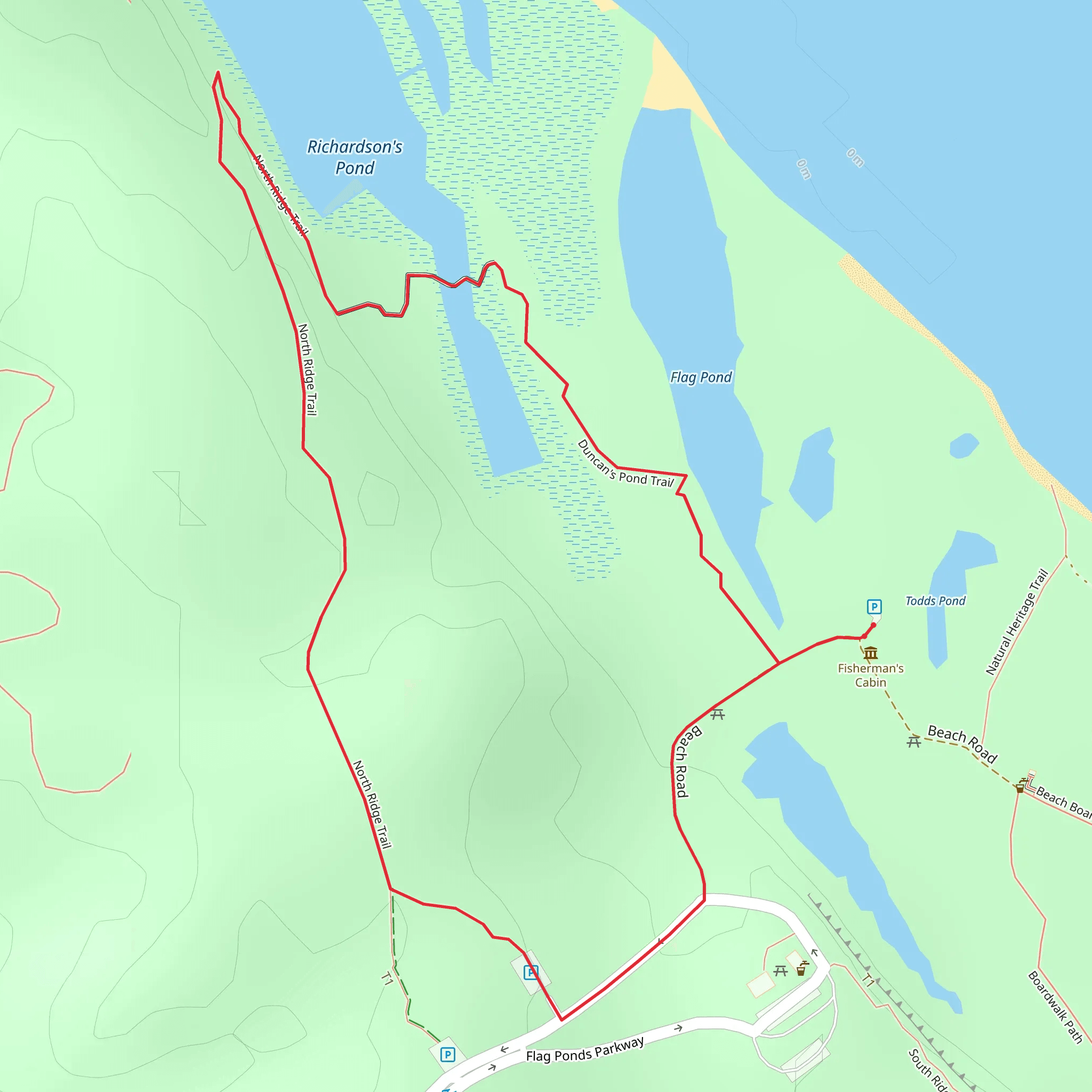 Flag Pond - North Ridge Loop Trail mobile static map