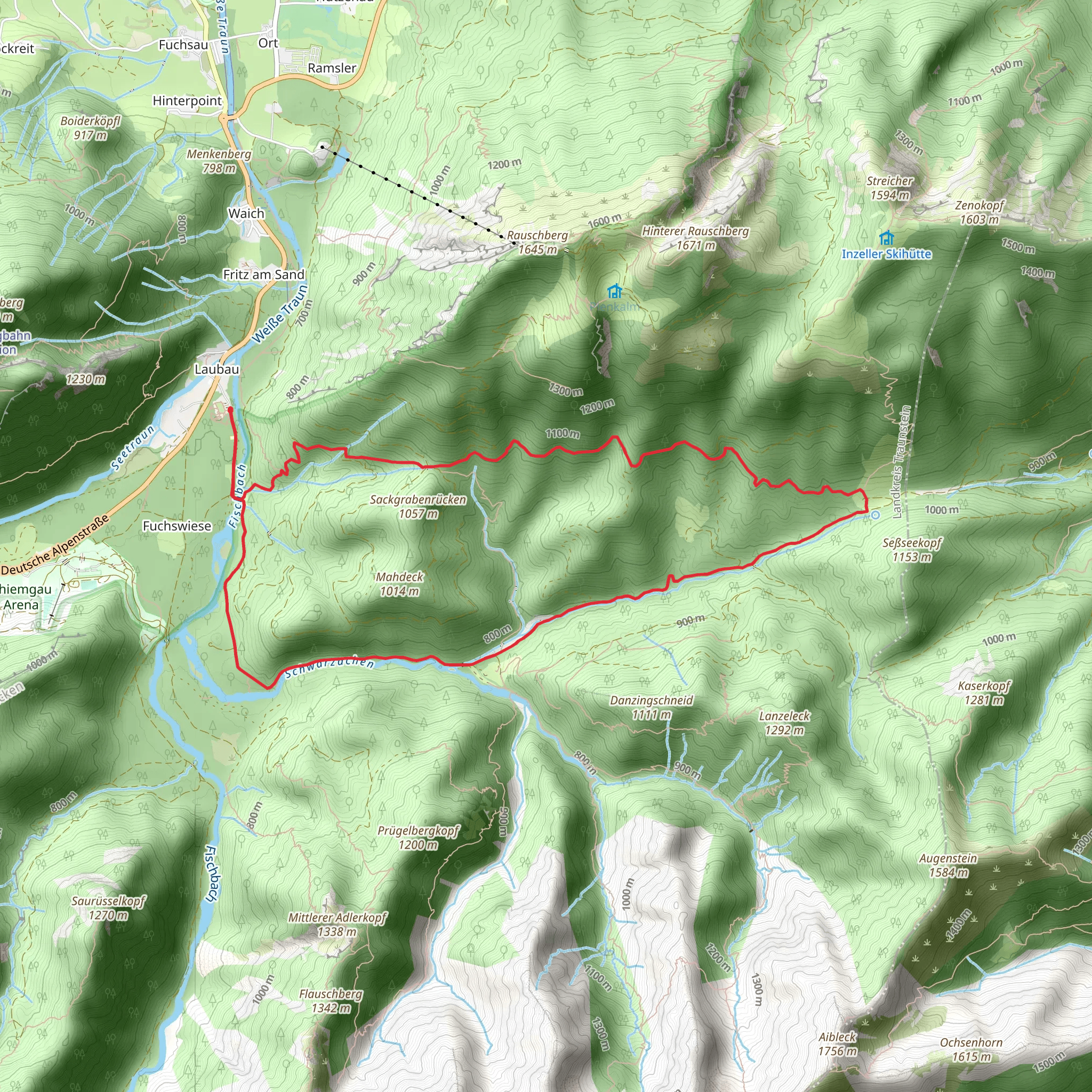 Sackgraben and Kaitlalm Loop via Wanderweg 33 - Laubau Kaitlalm mobile static map