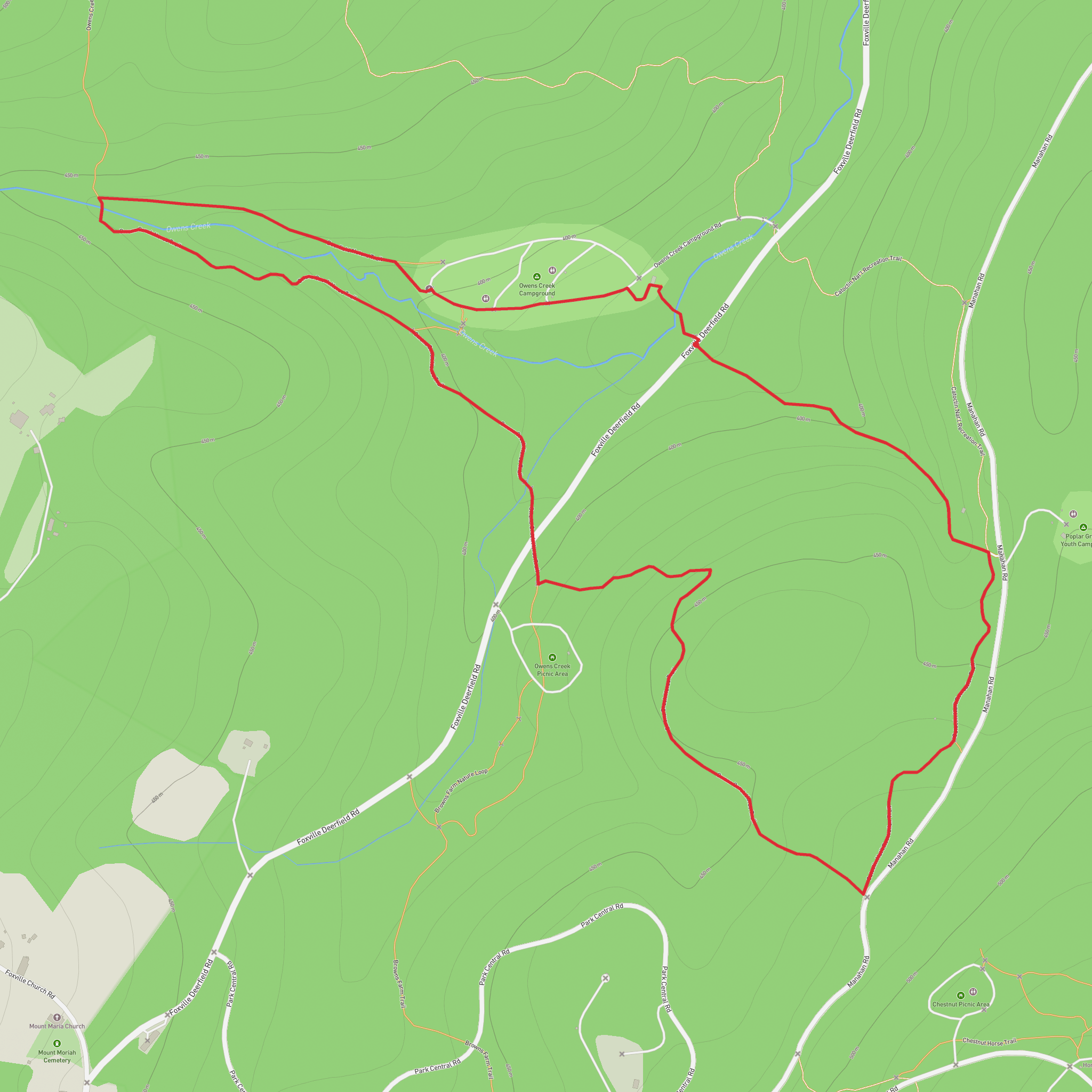 Owens Creek via Deerfield Nature Trail mobile static map