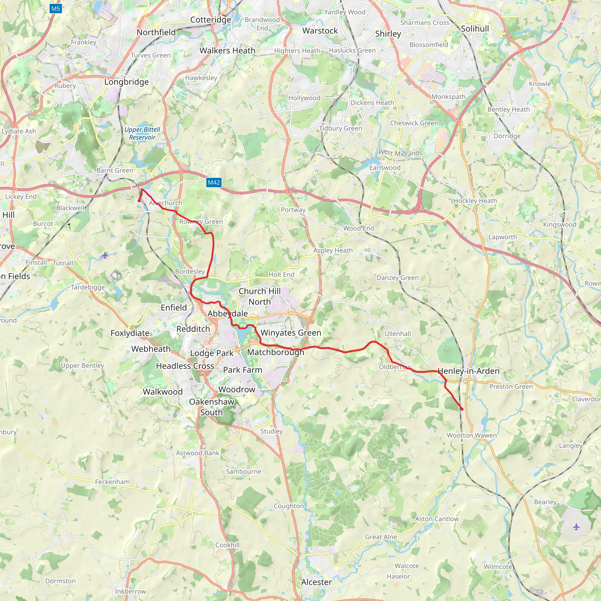 Alvechurch to Wootton Wawen Walk mobile static map