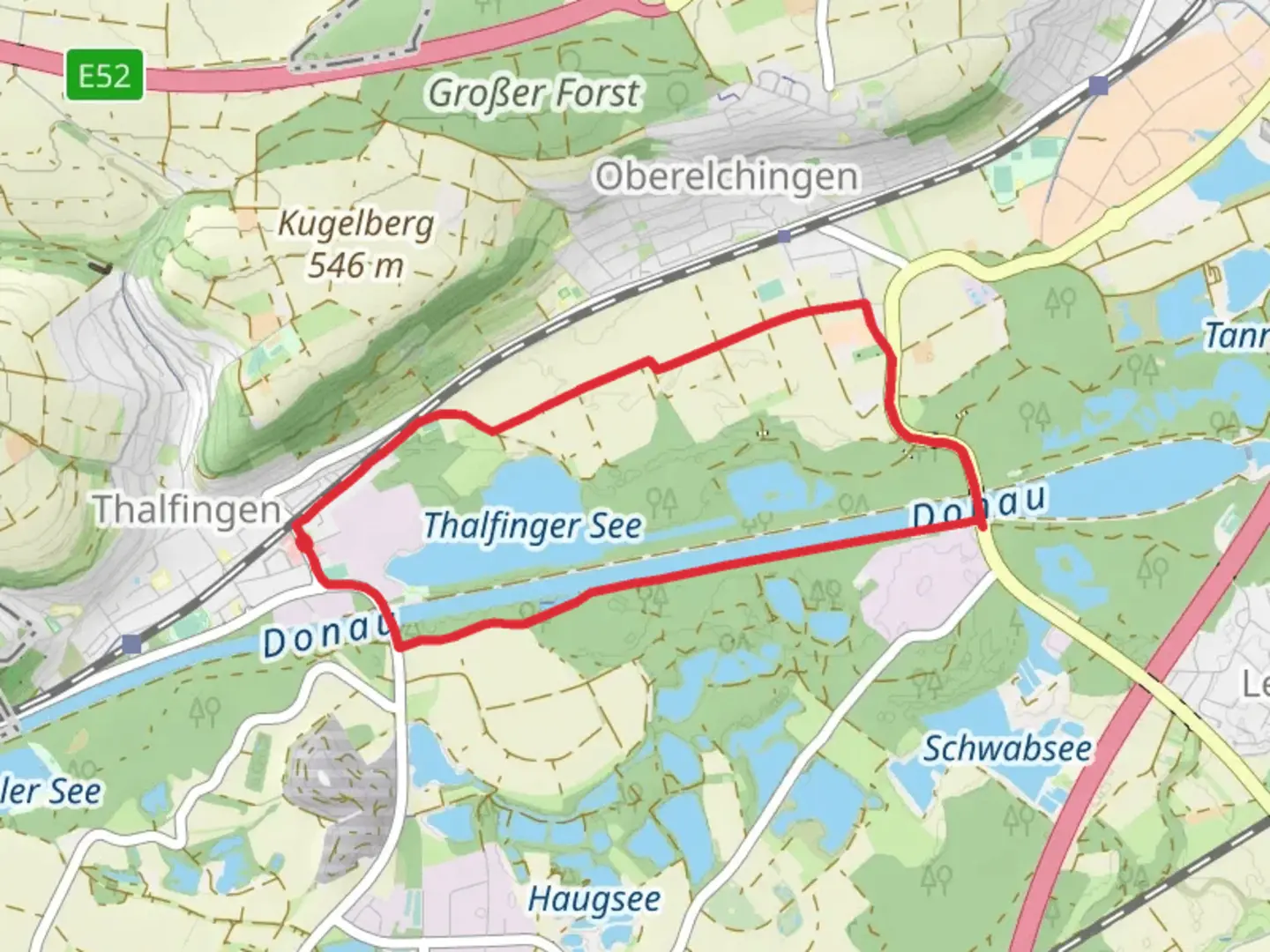 An image depicting the trail Donau via Wiesental Tour and its surrounding area.