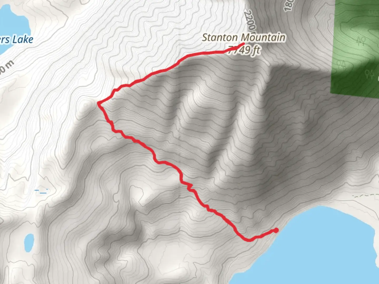 An image depicting the trail Stanton Mountain via West Lakes and its surrounding area.
