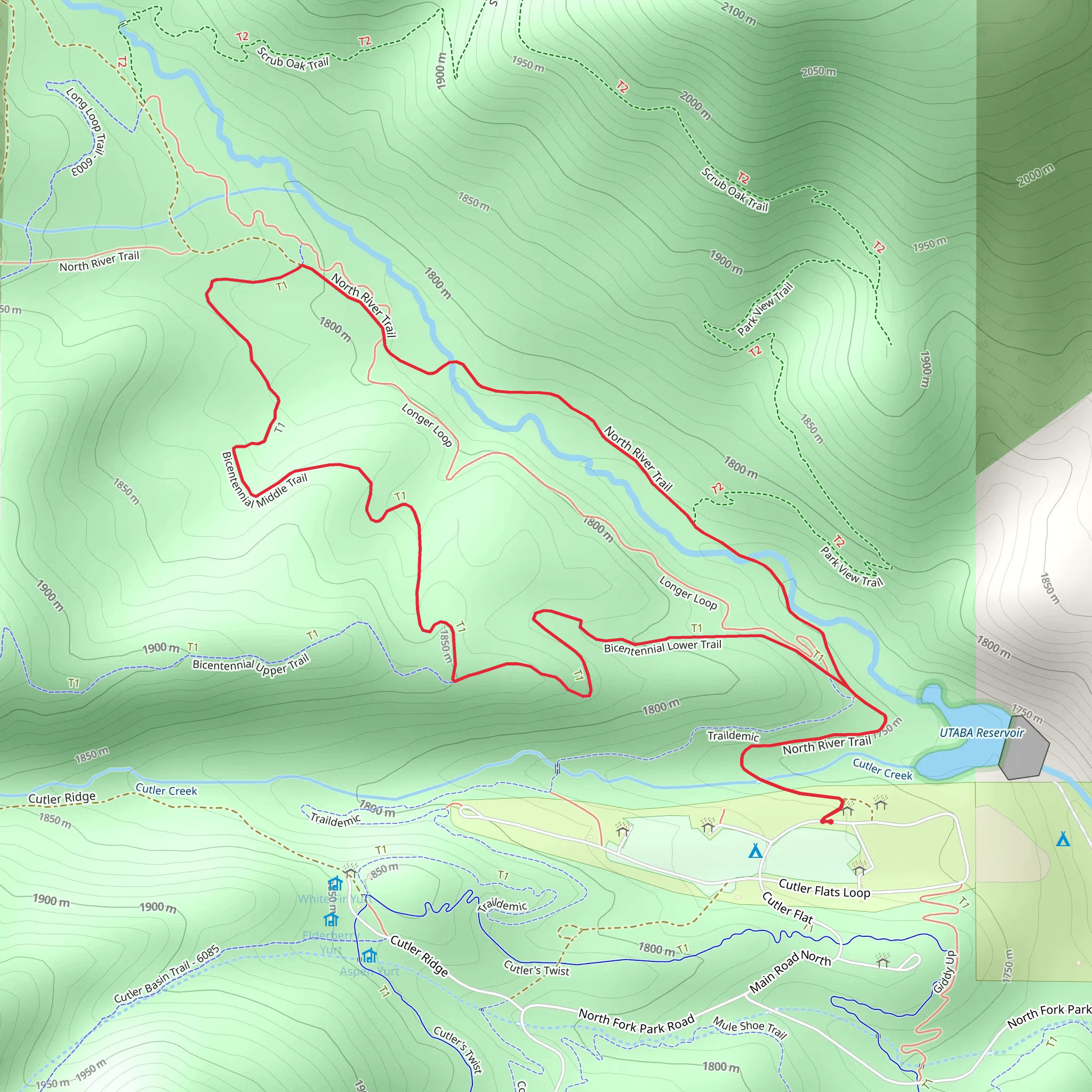 Bicentennial Middle Trail and North River Trail mobile static map