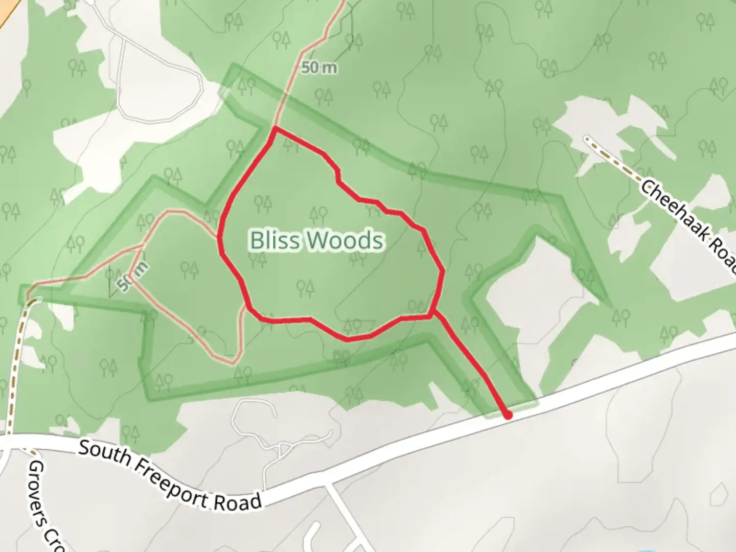 An image depicting the trail South Freeport Road Loop and its surrounding area.