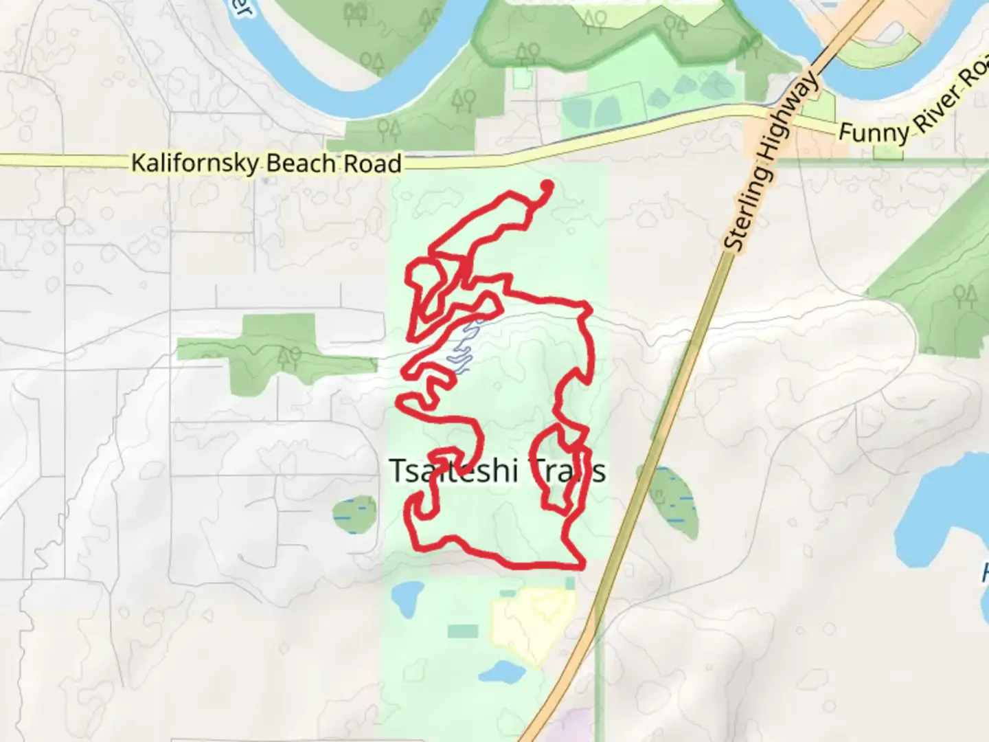An image depicting the trail Tsalteshi Trails Loop and its surrounding area.