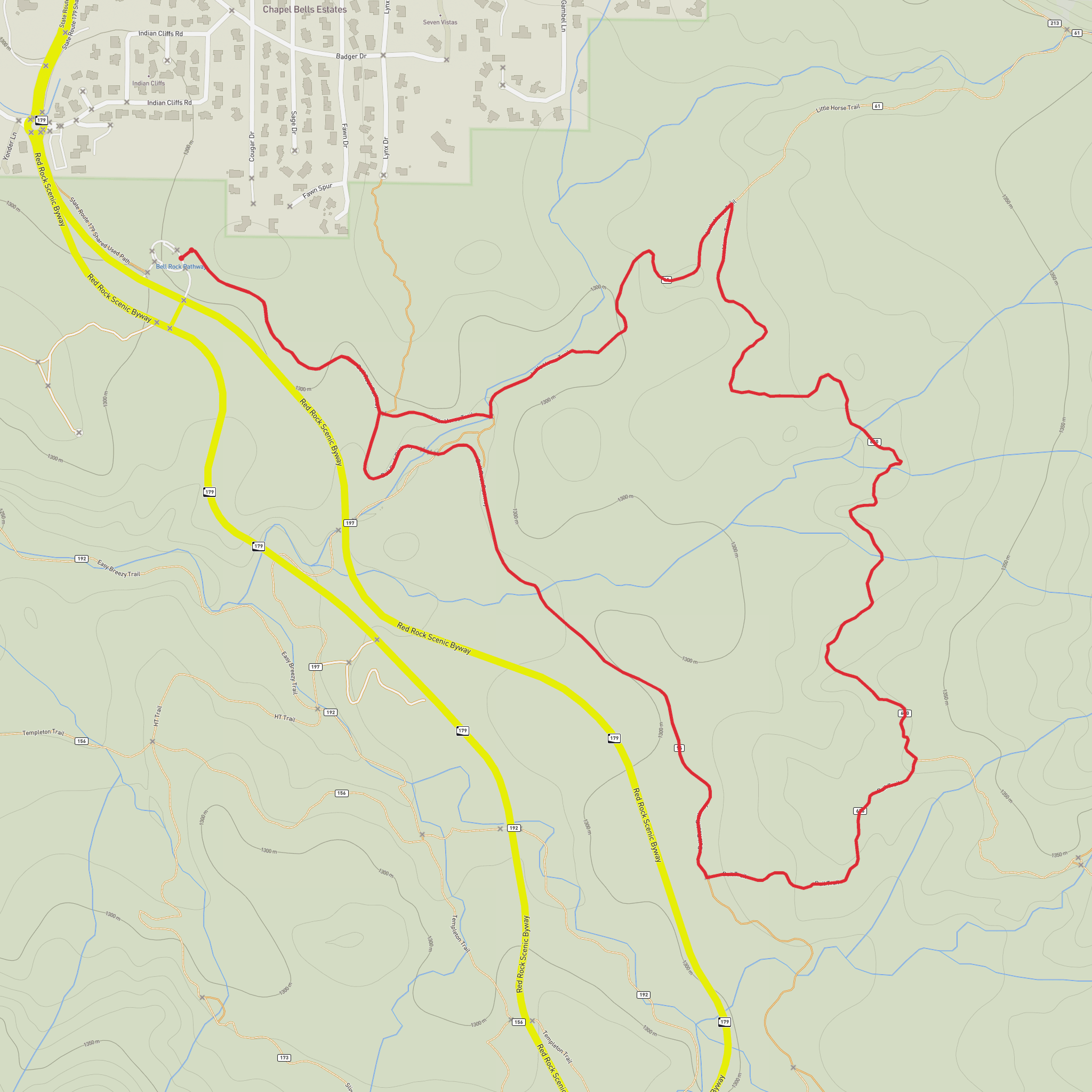 Bell Rock Pathway and Little Horse Loop Trail mobile static map