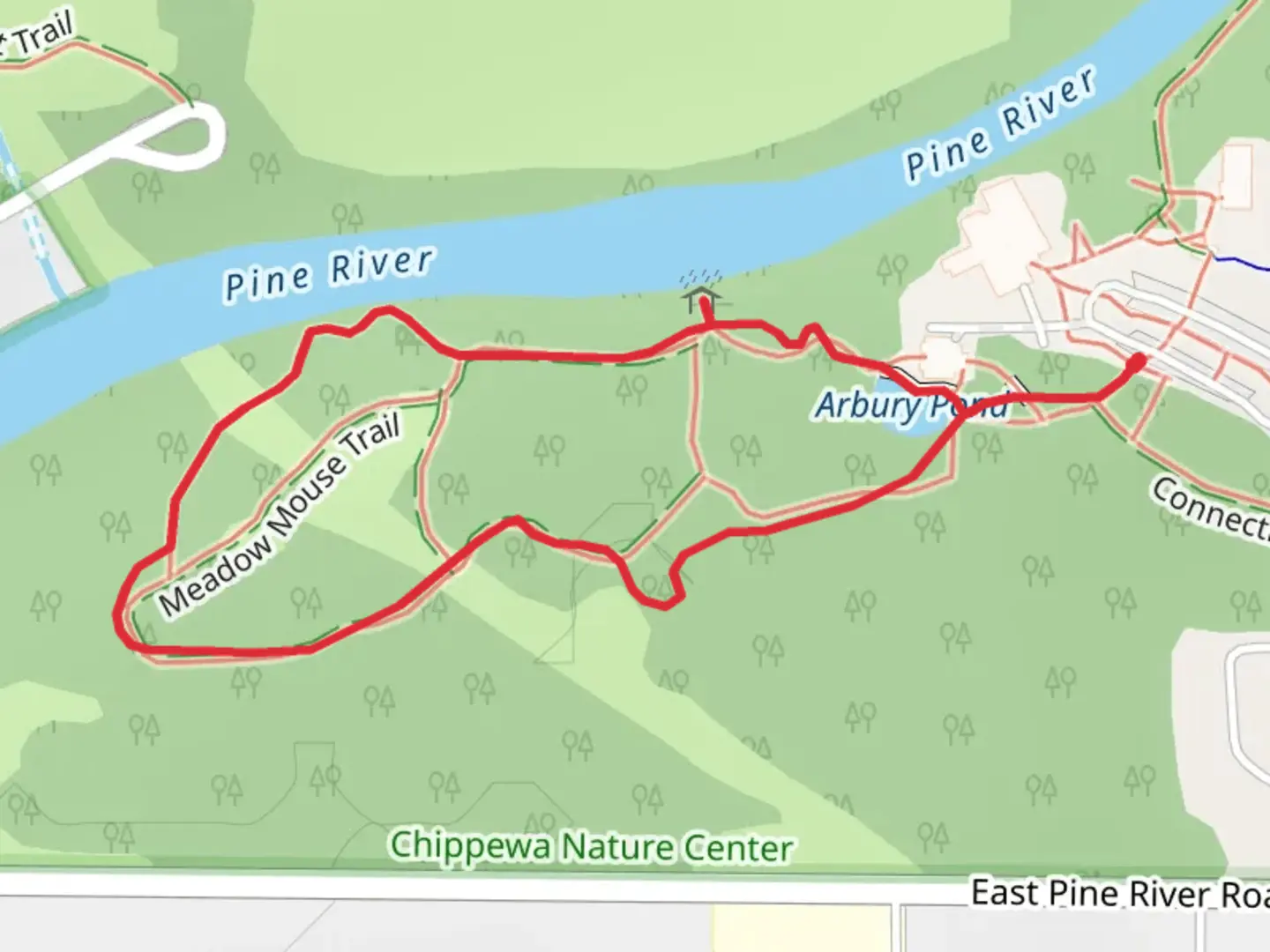 An image depicting the trail Arbury and Meadow Mouse Loop Trail and its surrounding area.