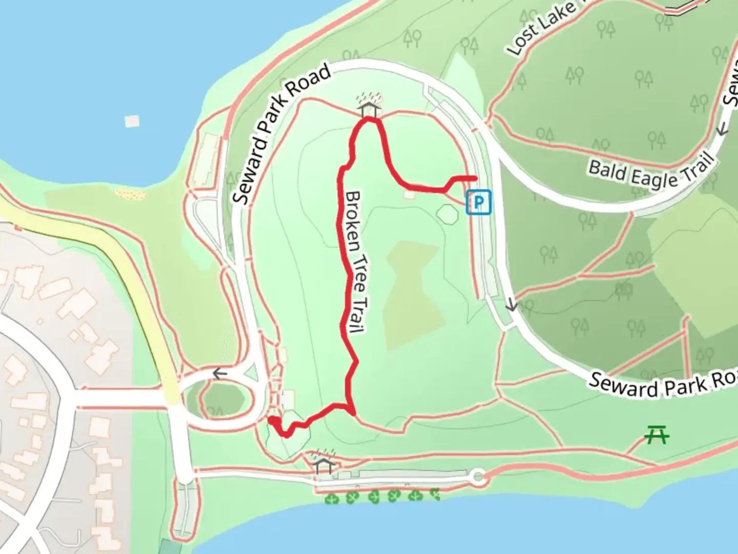 An image depicting the trail Broken Tree Trail and its surrounding area.