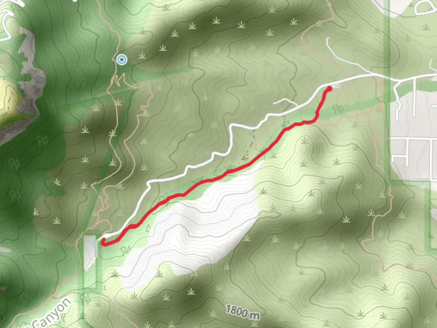 An image depicting the trail Miller Canyon Walk from East Miller Canyon Road and its surrounding area.
