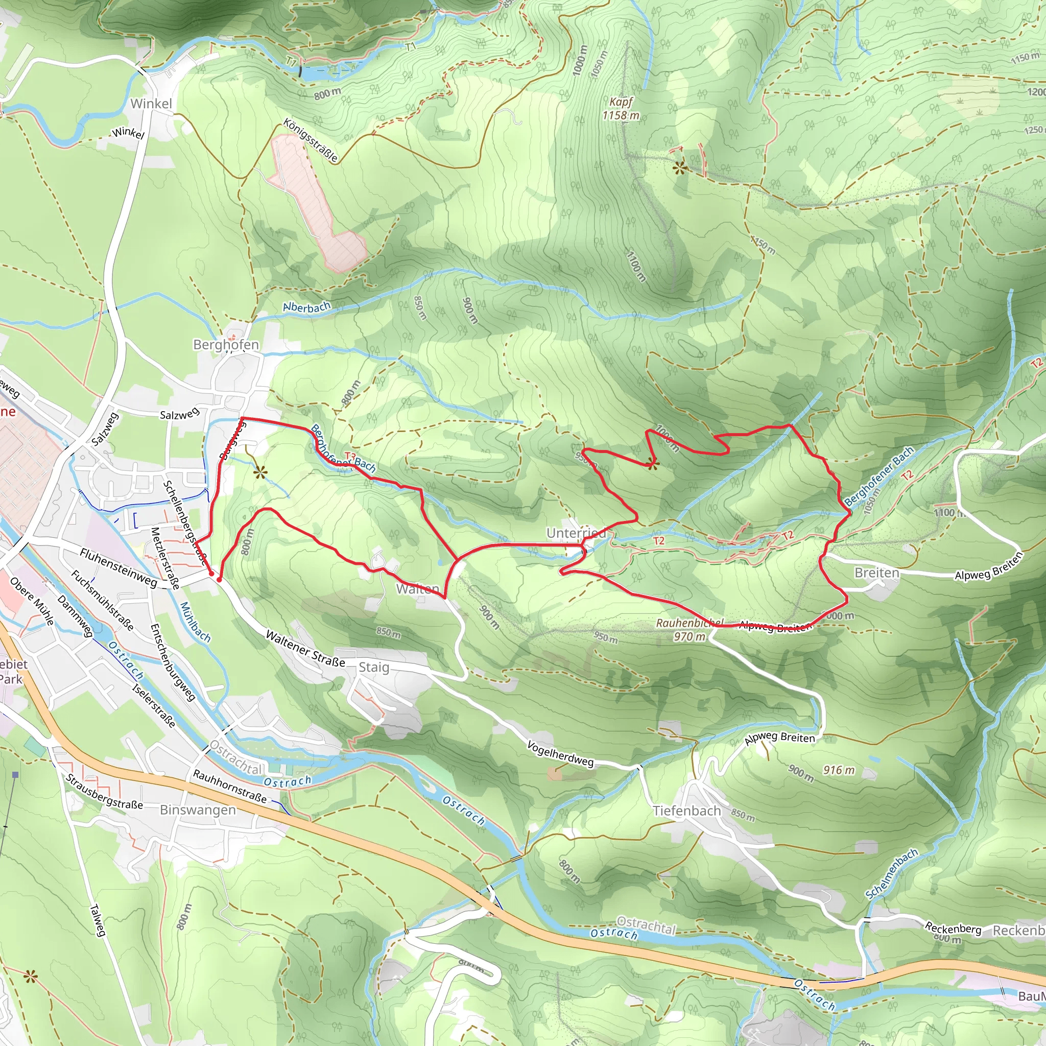 Maximilians Weg and Burgstalltobel Weg mobile static map