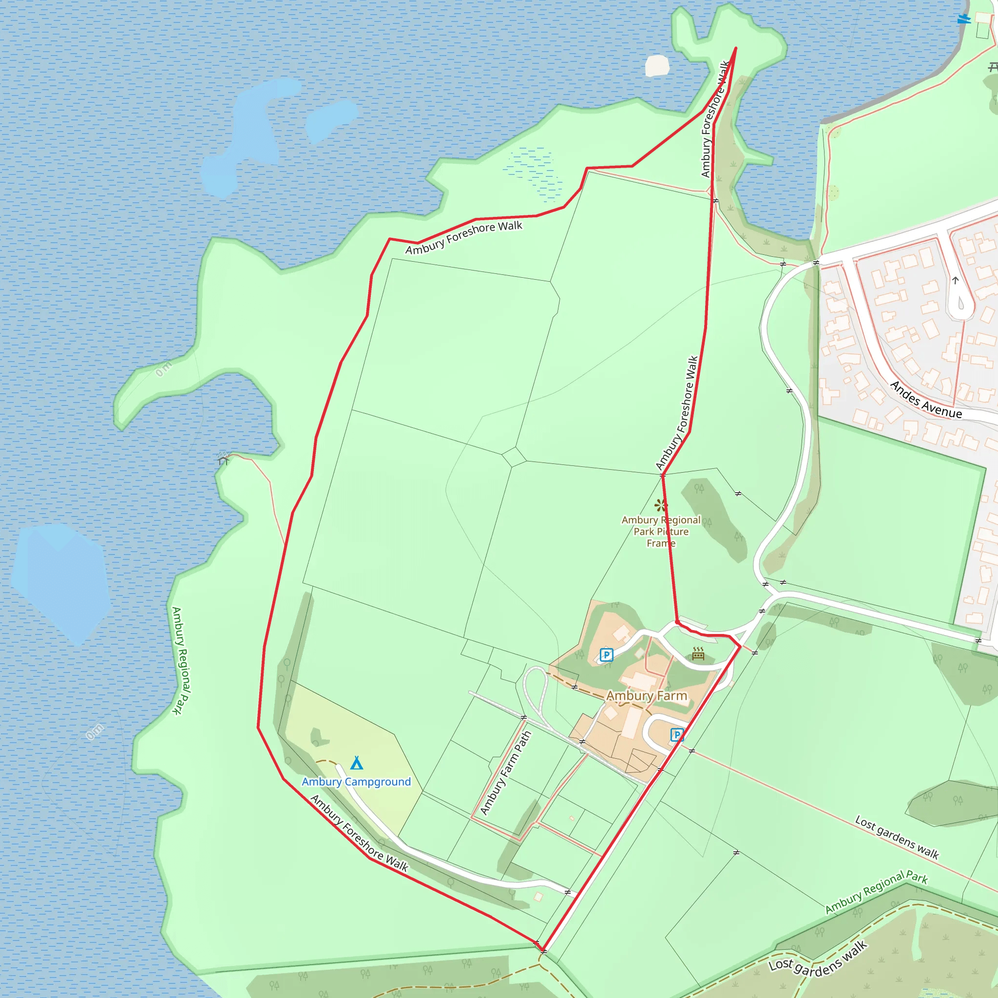Ambury Foreshore Path mobile static map