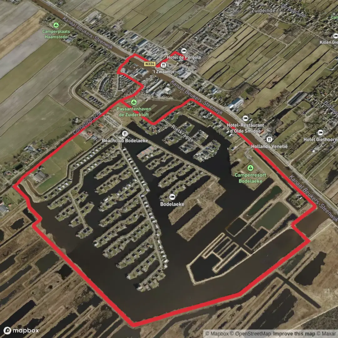 An image depicting the trail Jonen Weg and Bodetaekepad Loop and its surrounding area.