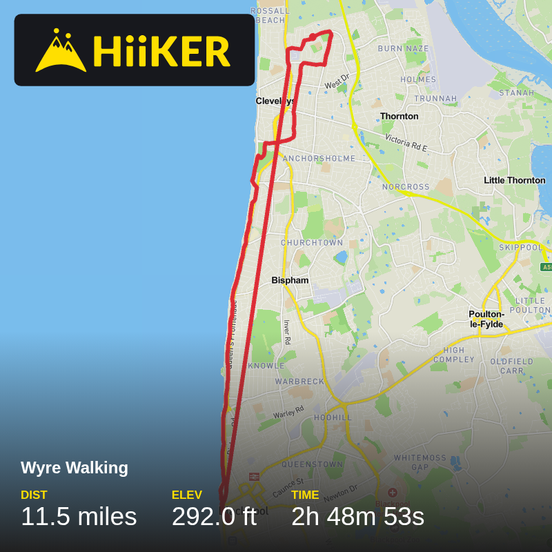 A map preview of the recording Wyre Walking.