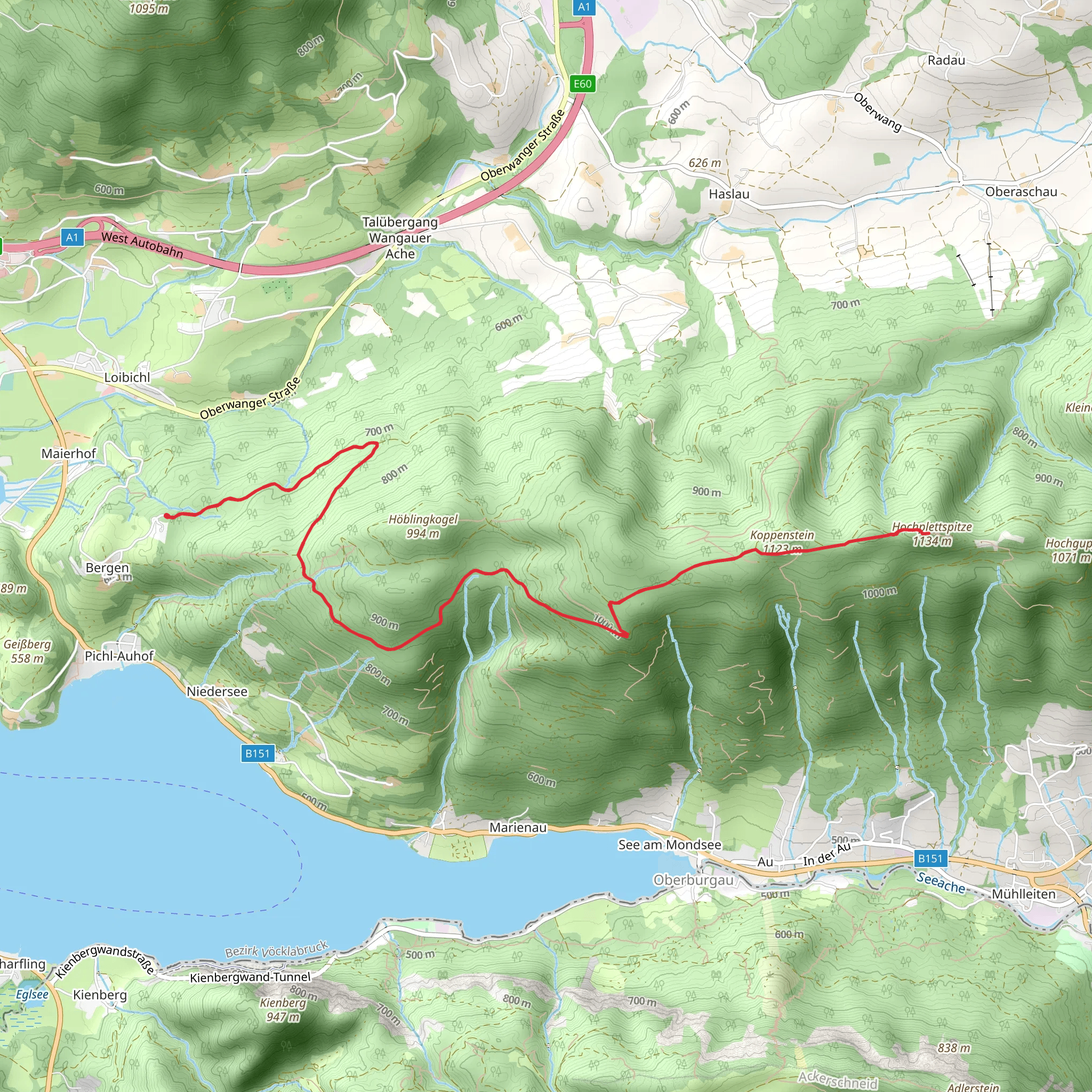 Bergen to the Peak of Hochplett mobile static map