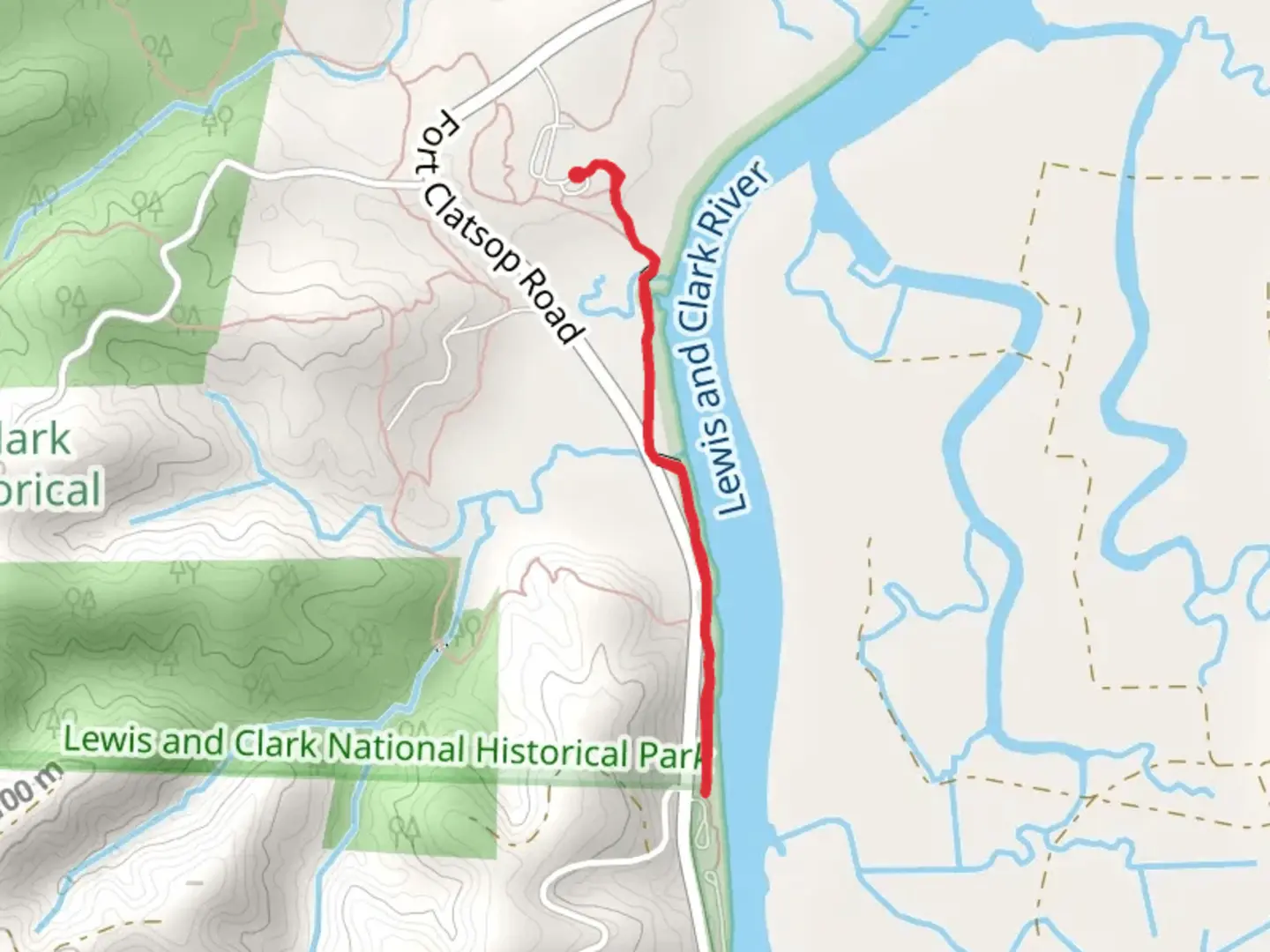 An image depicting the trail Lewis and Clark River via Netul River Trail and its surrounding area.