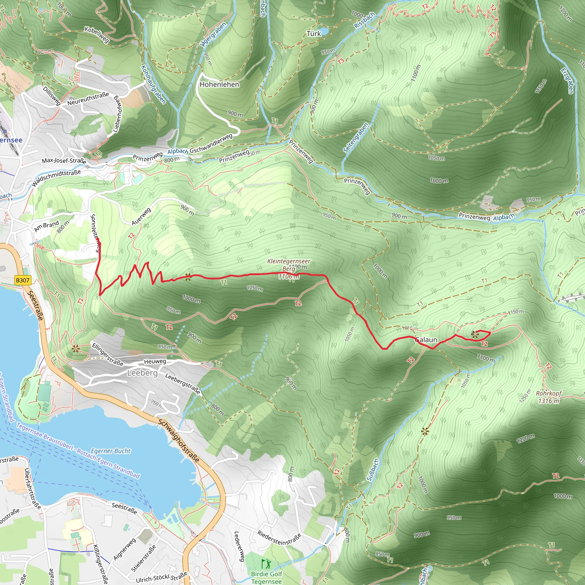 Pfliegeleck, Kleintegernseer and Berg Riedersteinkapelle Walk mobile static map