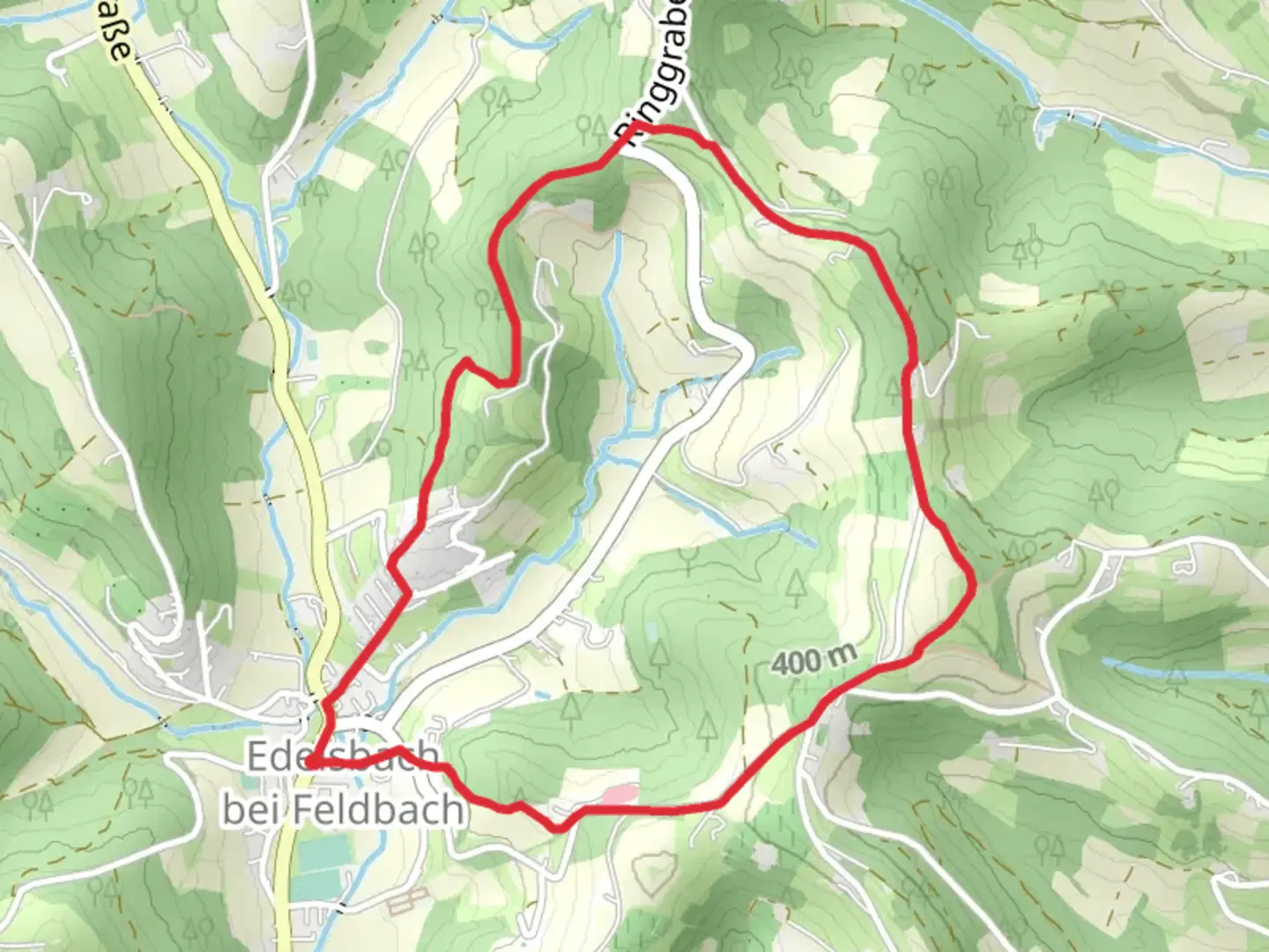 An image depicting the trail Weisheitenwanderweg and its surrounding area.