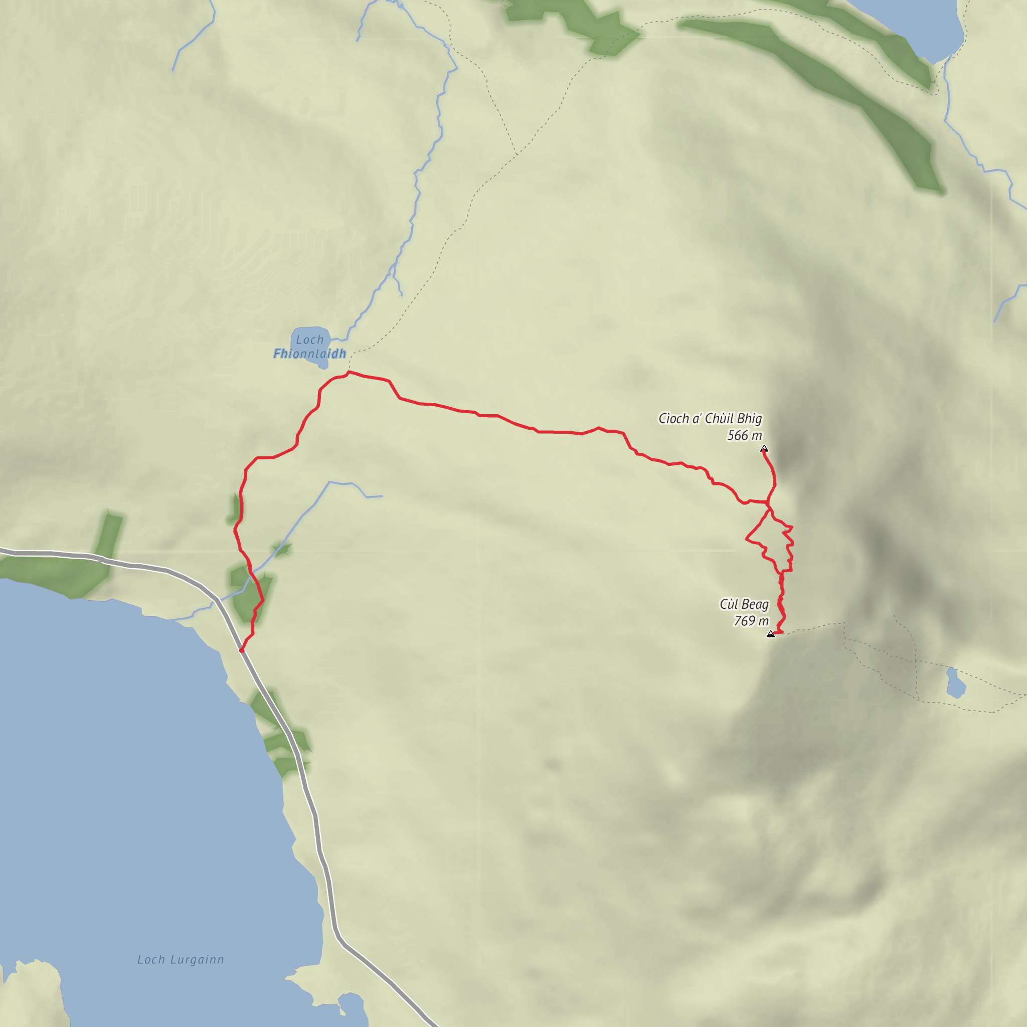Cloch a' Chuil Bhig and Cul Beag mobile static map