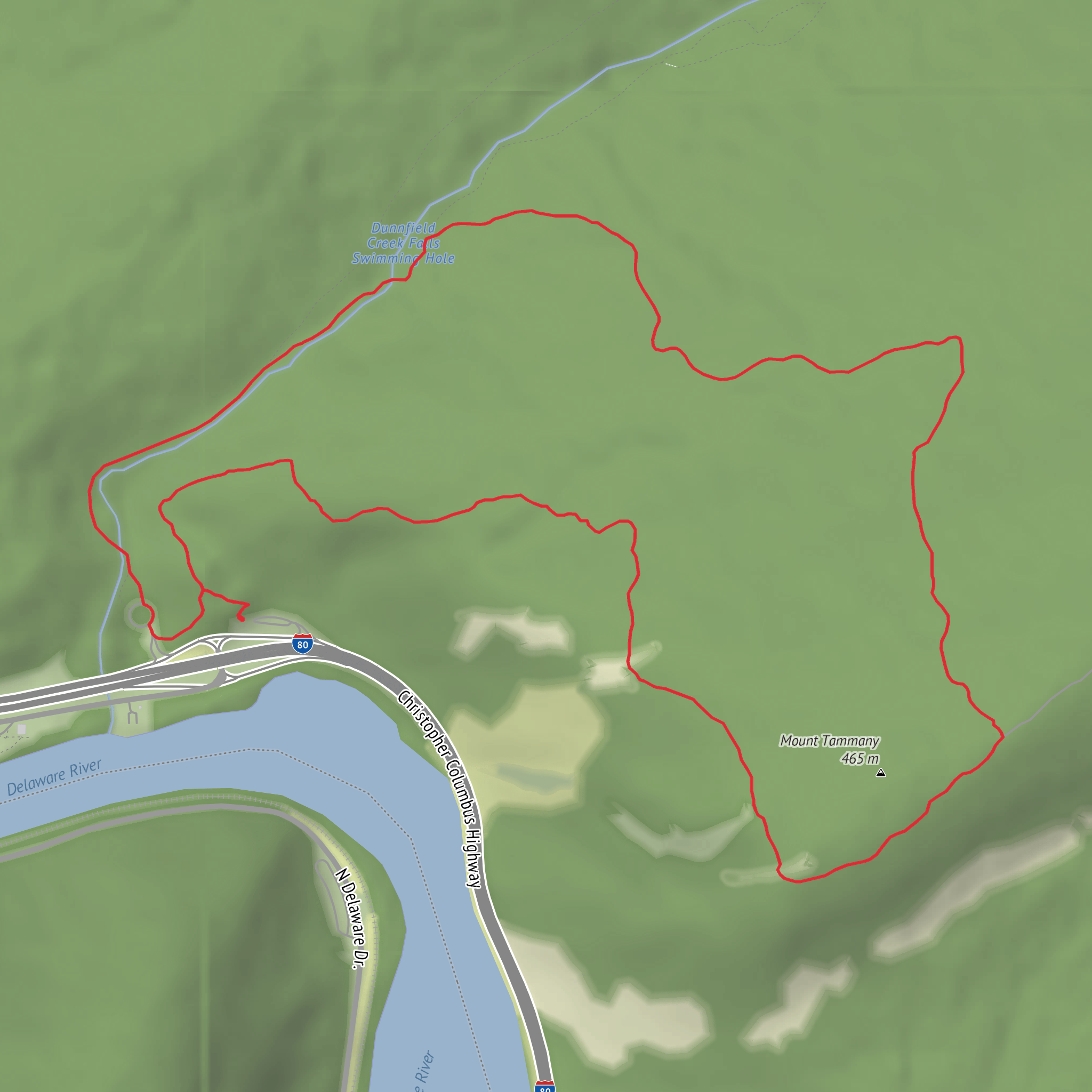 Mount Tammany via Mount Tammany Trail and Pahaquarry Trail mobile static map