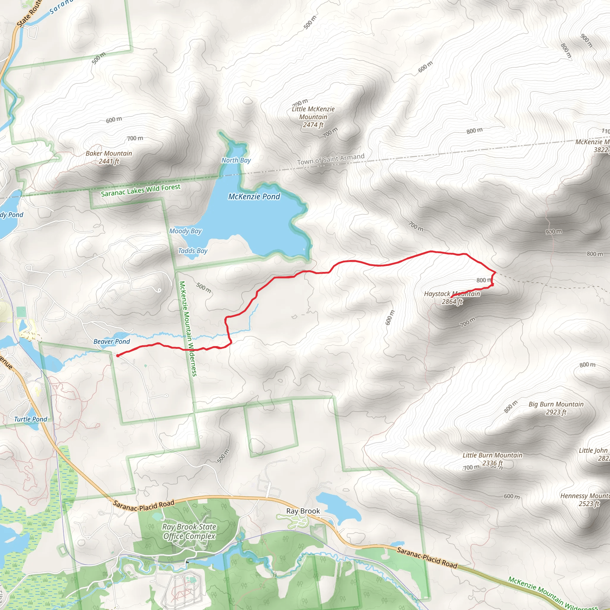Haystack Mountain Trail from Beaver Pond mobile static map