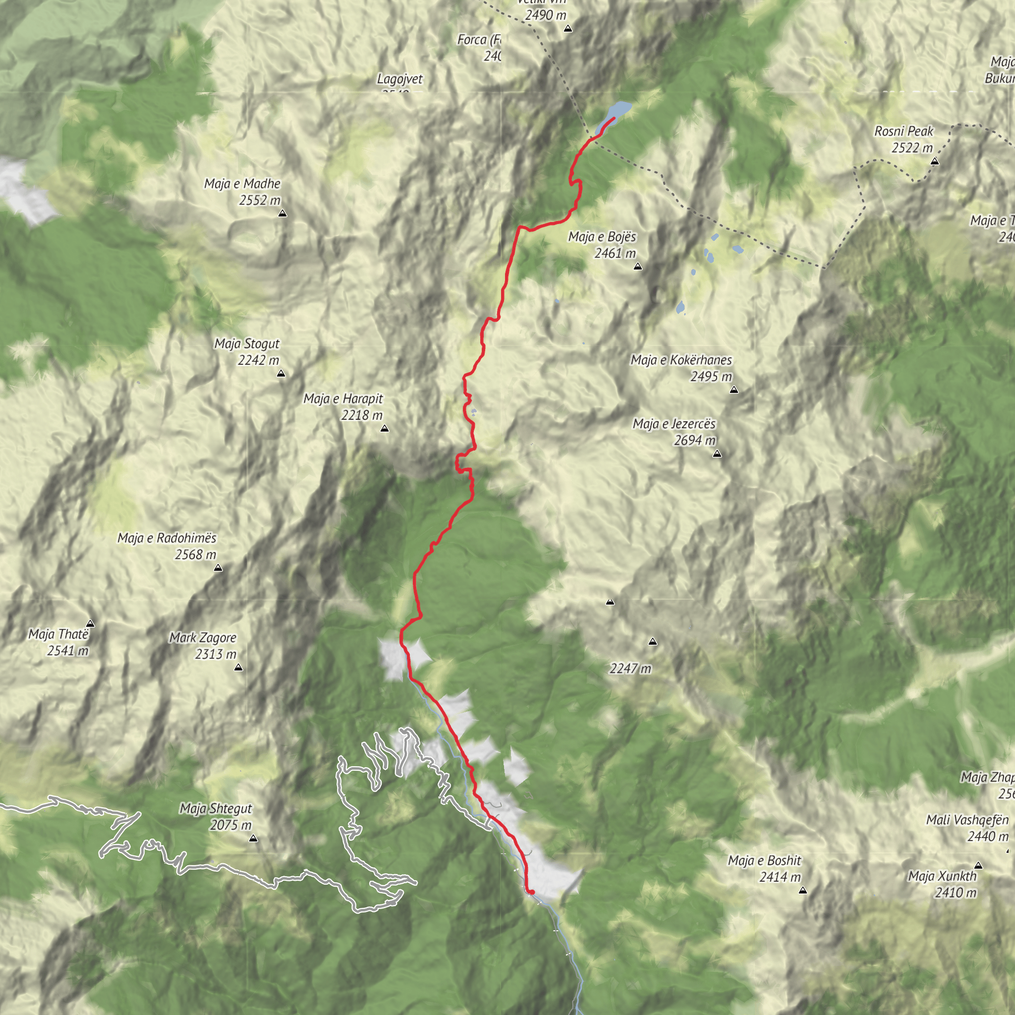 Theth to Lake Ropojan mobile static map