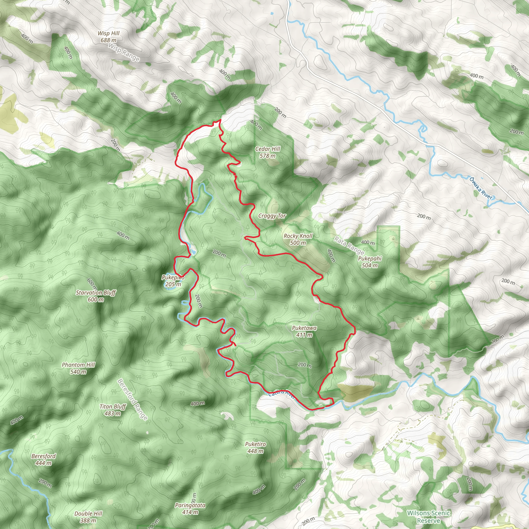 Catlins River - Wisp Loop Track mobile static map