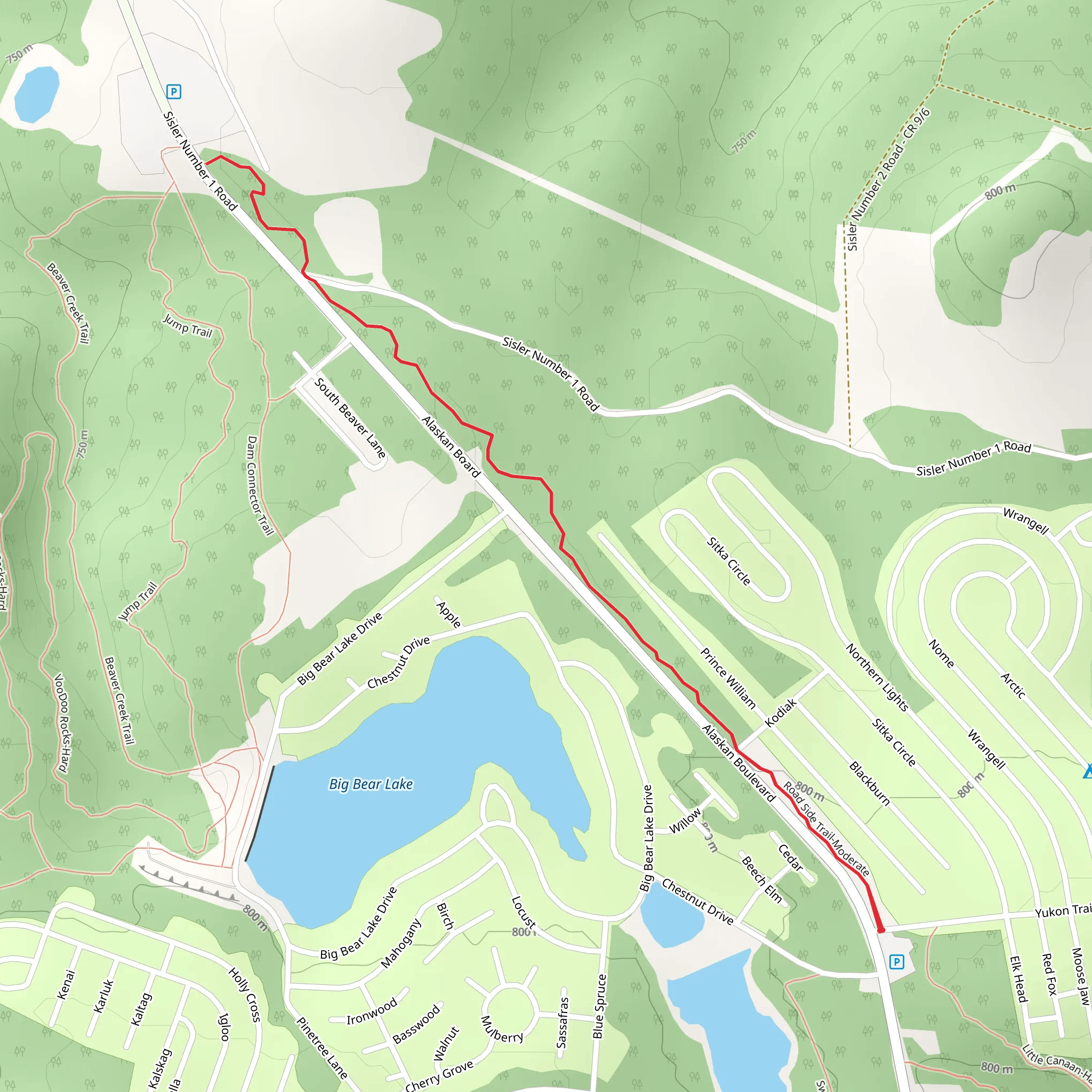 Road side Trail Moderate mobile static map