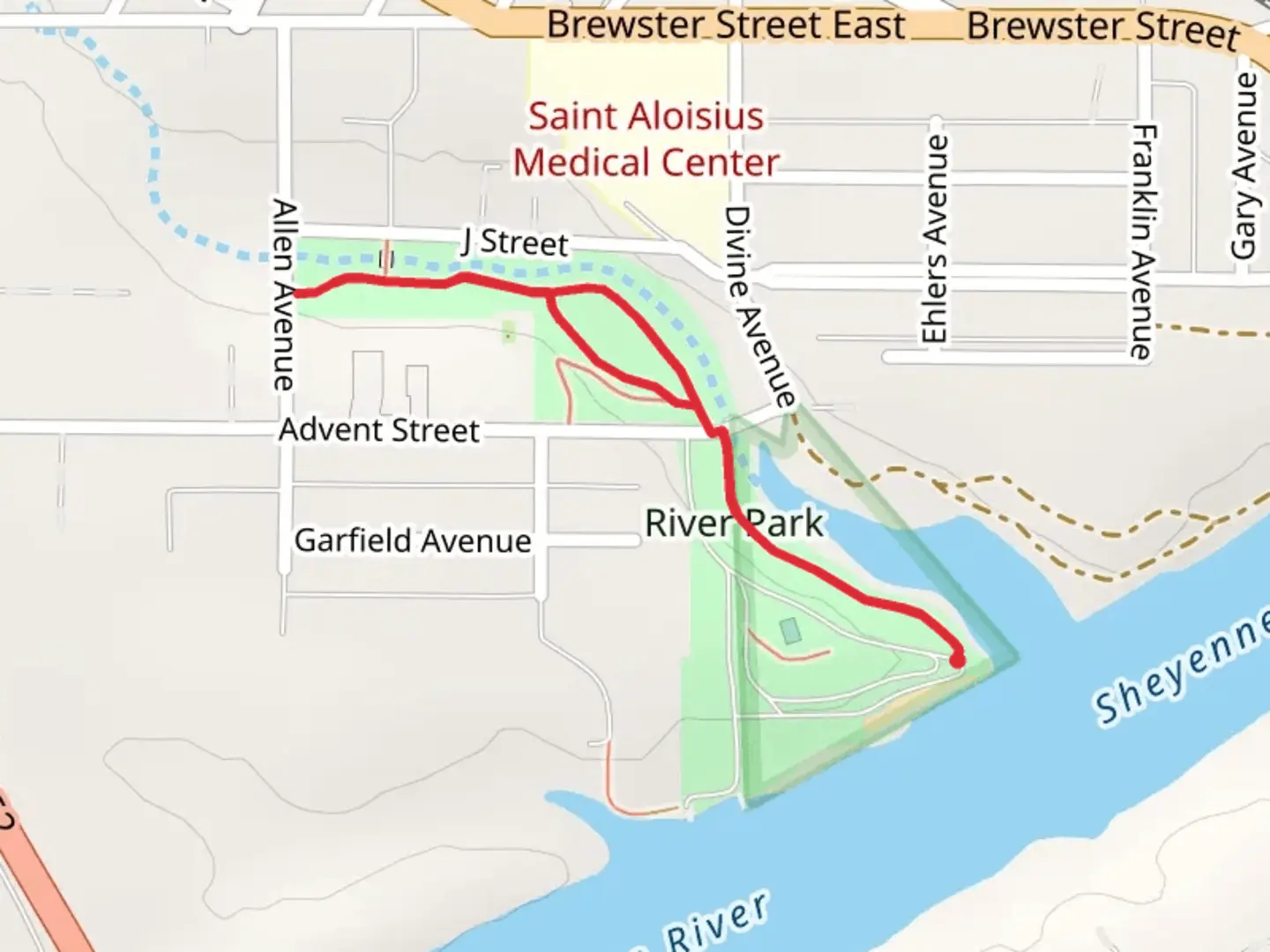 An image depicting the trail River Park Drive and its surrounding area.