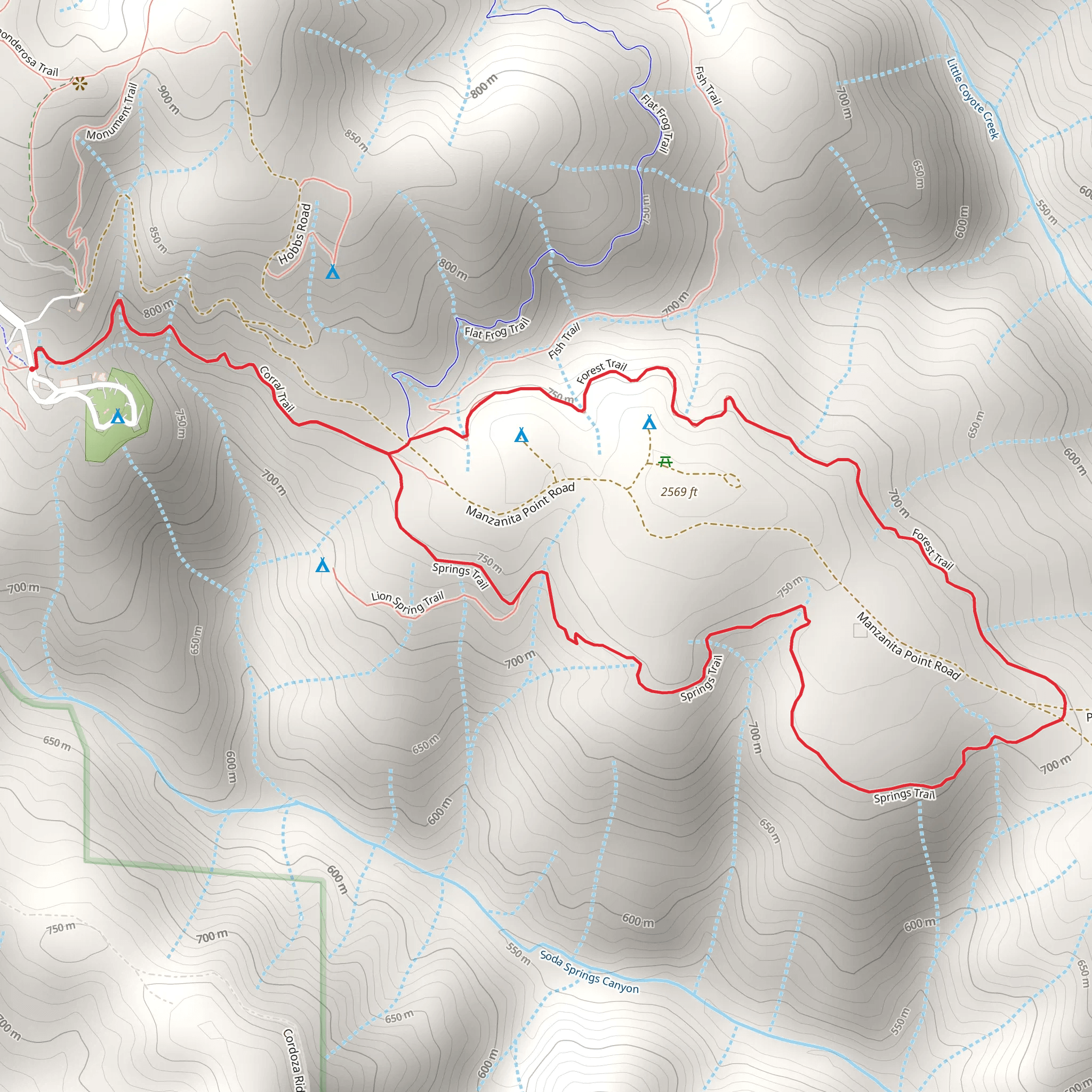 Corral, Springs and Forest Loop Trail mobile static map
