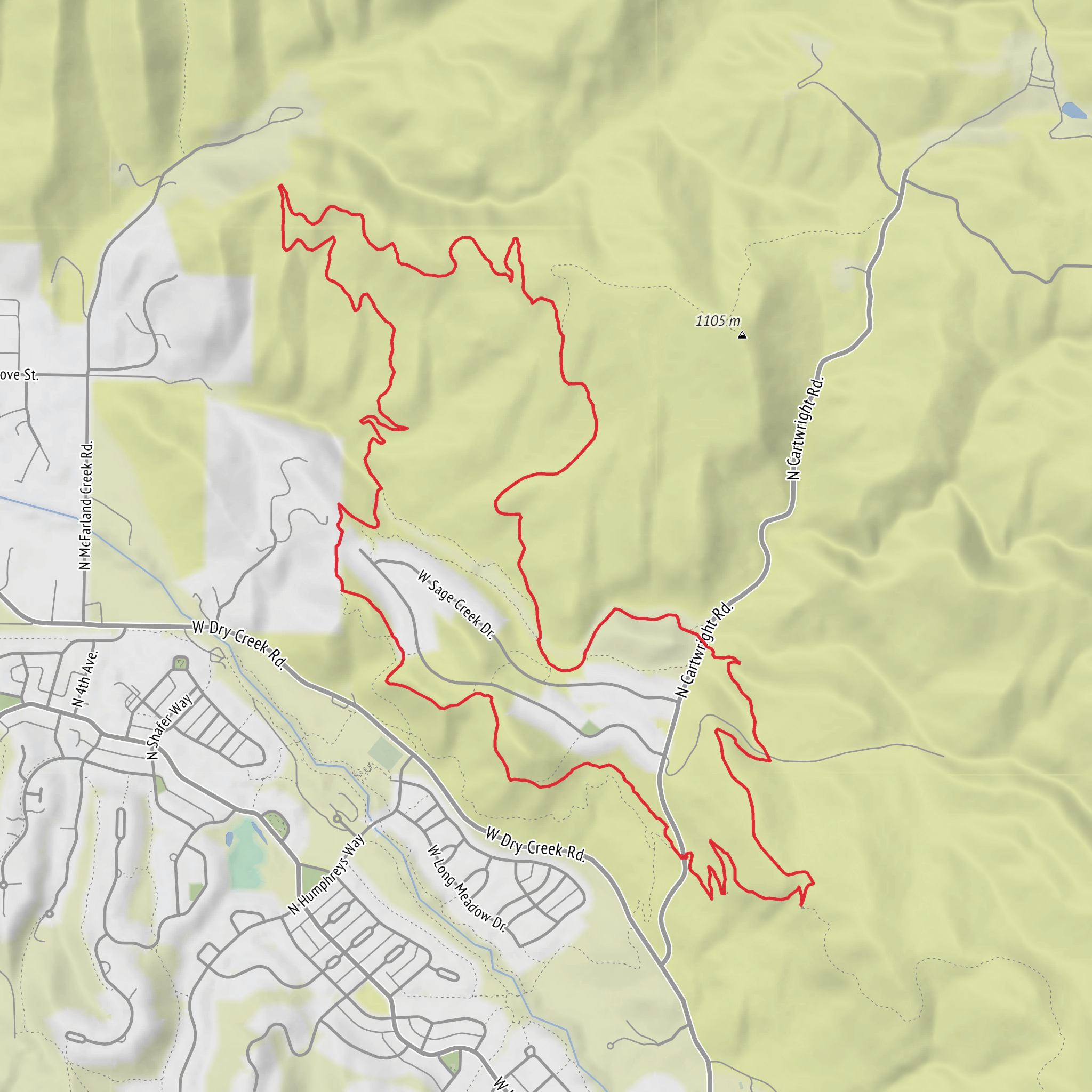 Chukar Butte, Currant Creek, Red Tail Trail - Bitterbrush mobile static map