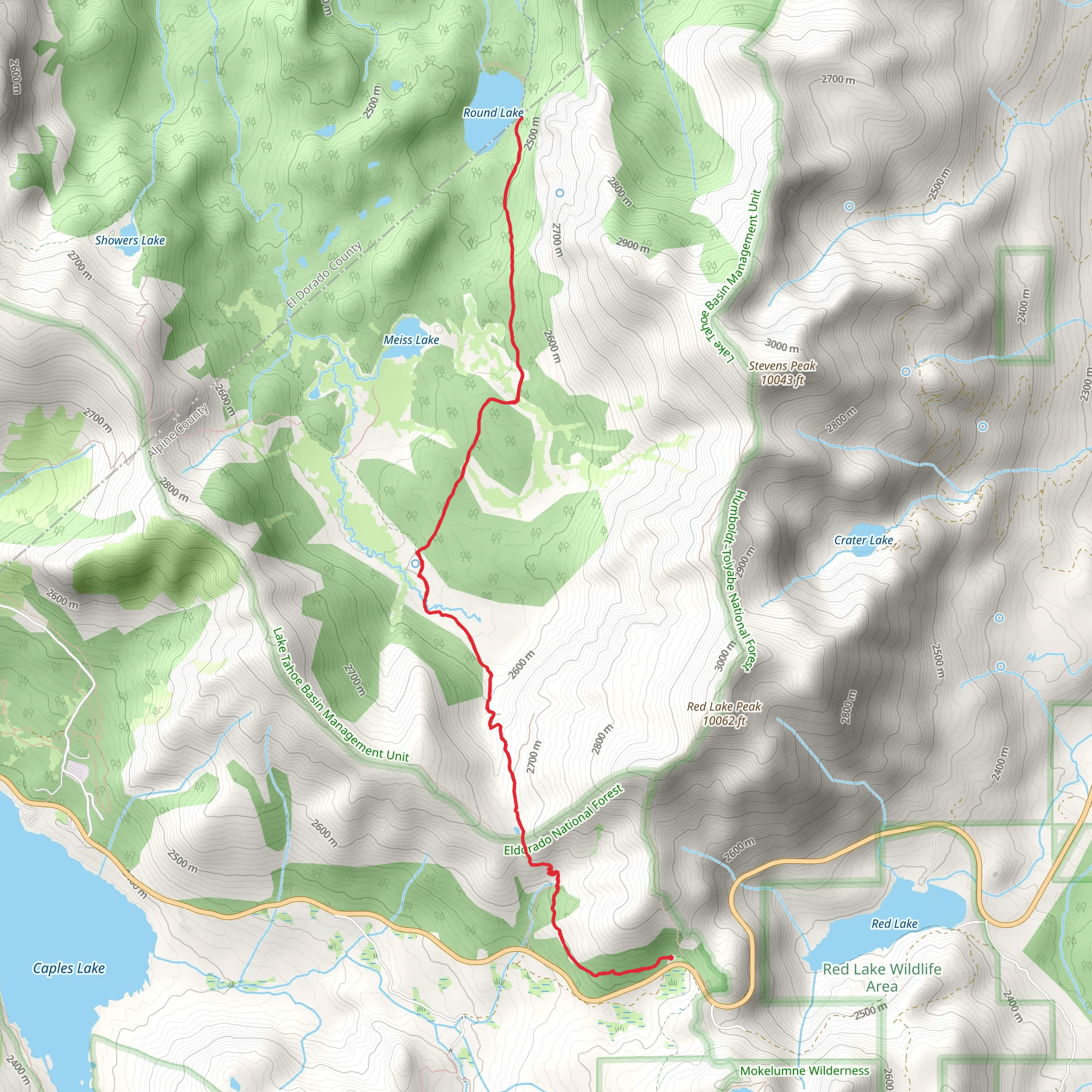 Round Lake via Tahoe Rim Trail mobile static map