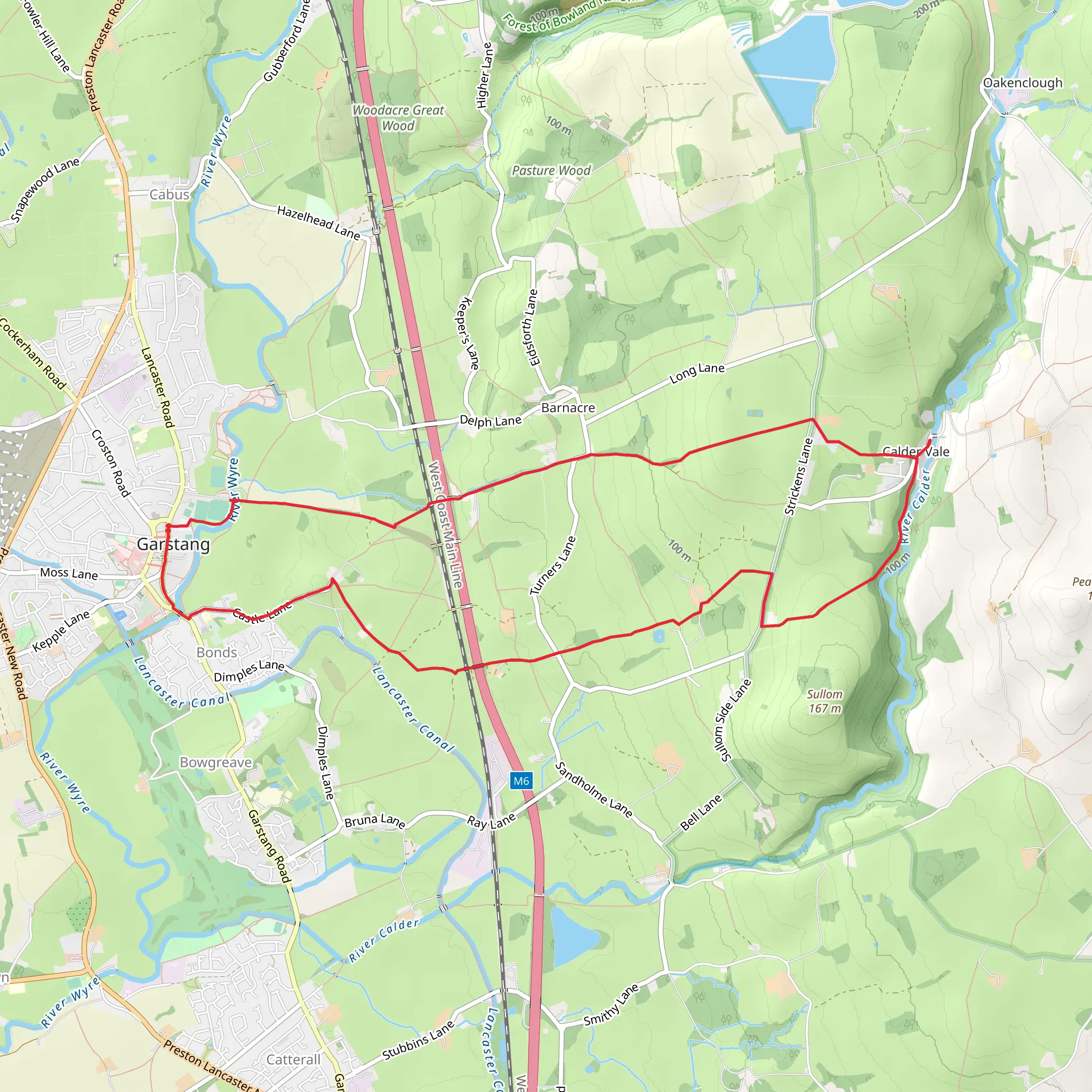 Garstang and Calder Vale Loop mobile static map
