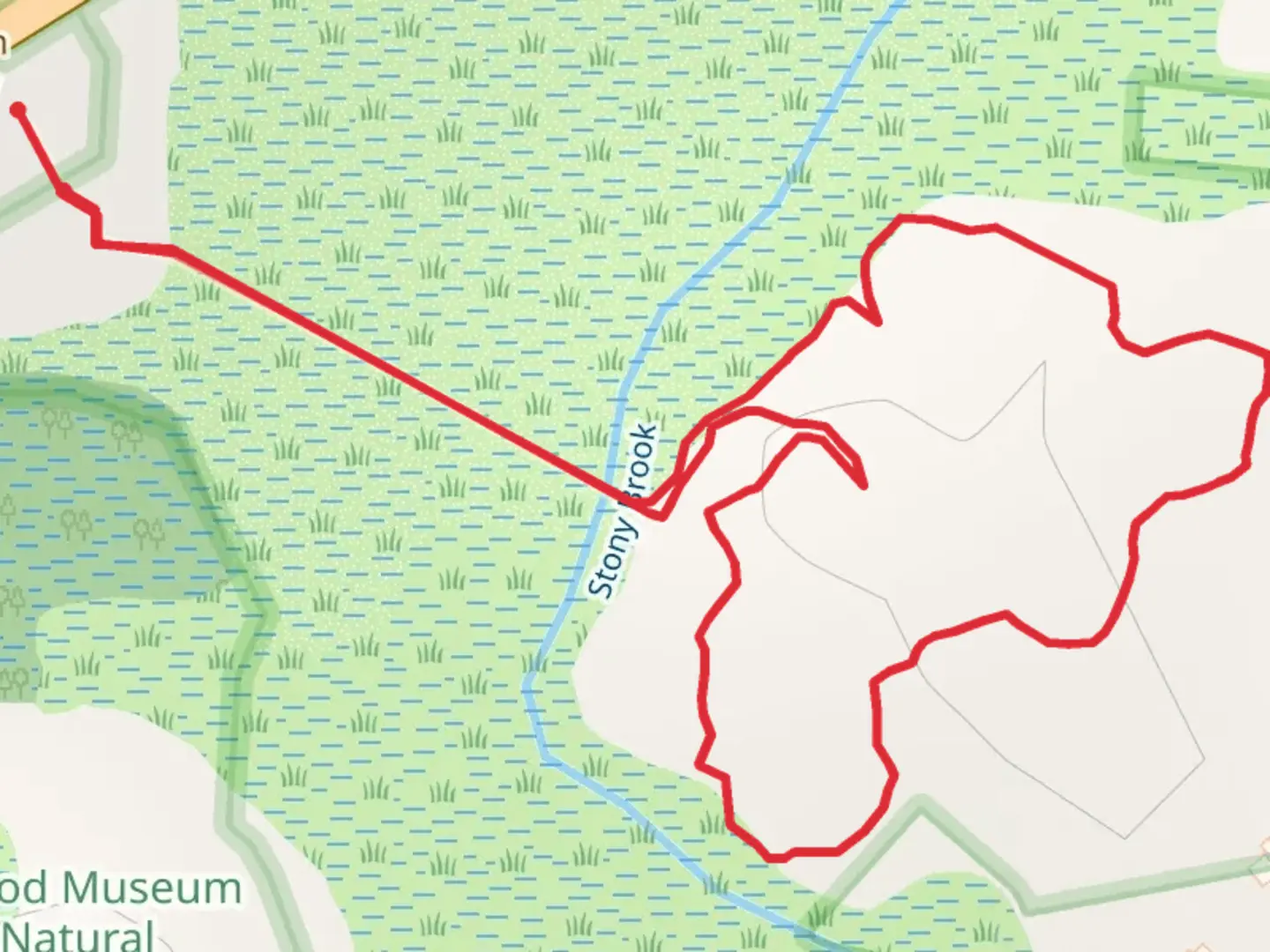 An image depicting the trail Stony Brook Road Loop via Stony Brook and its surrounding area.