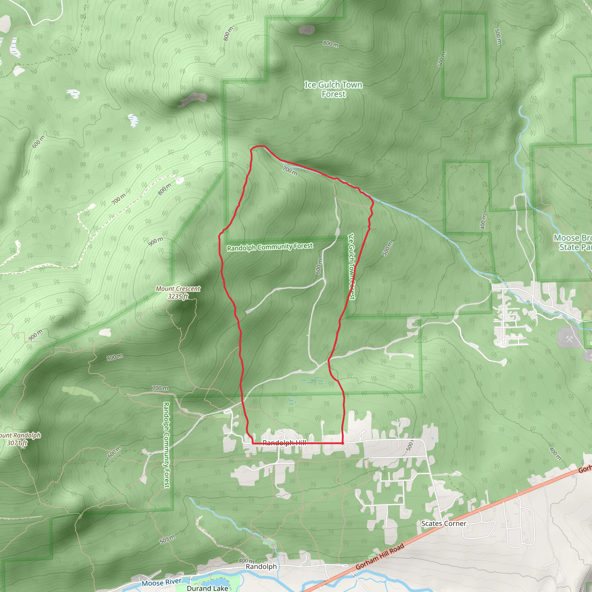 Ice Gulch Path from Randolph Hill Road mobile static map