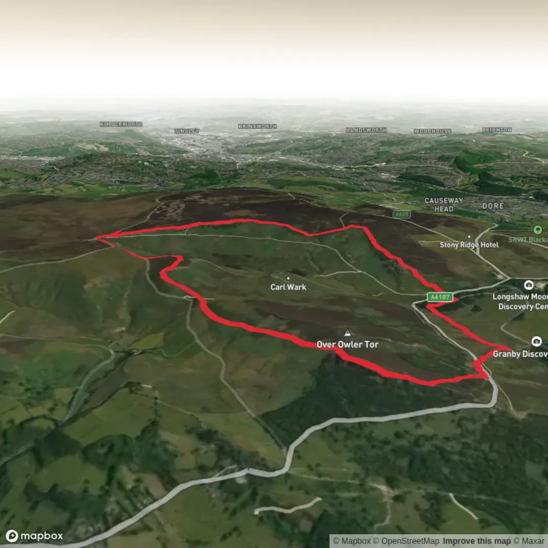An image depicting the trail Burbage Edge Loop and its surrounding area.