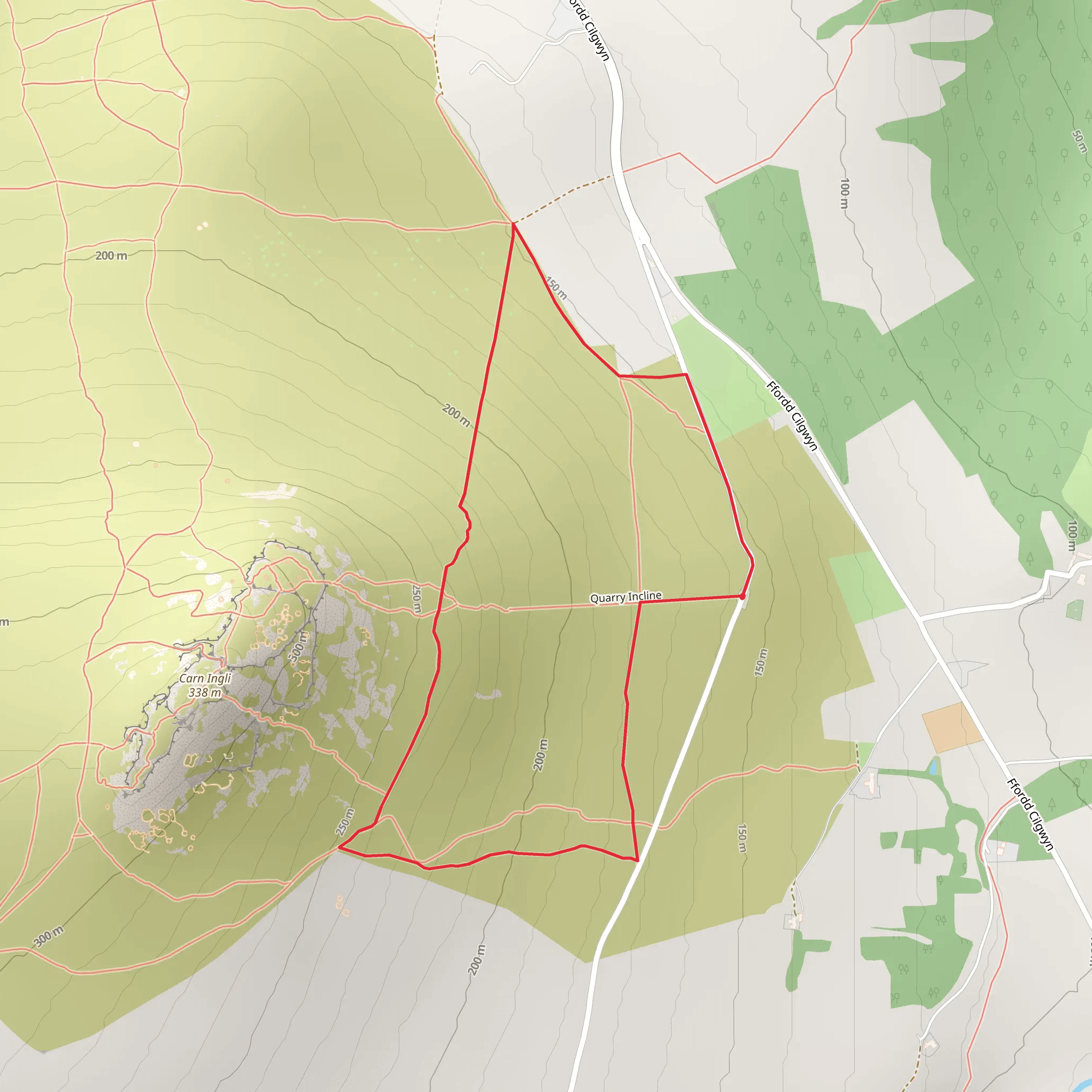 Carningli Lower Slopes Trail mobile static map
